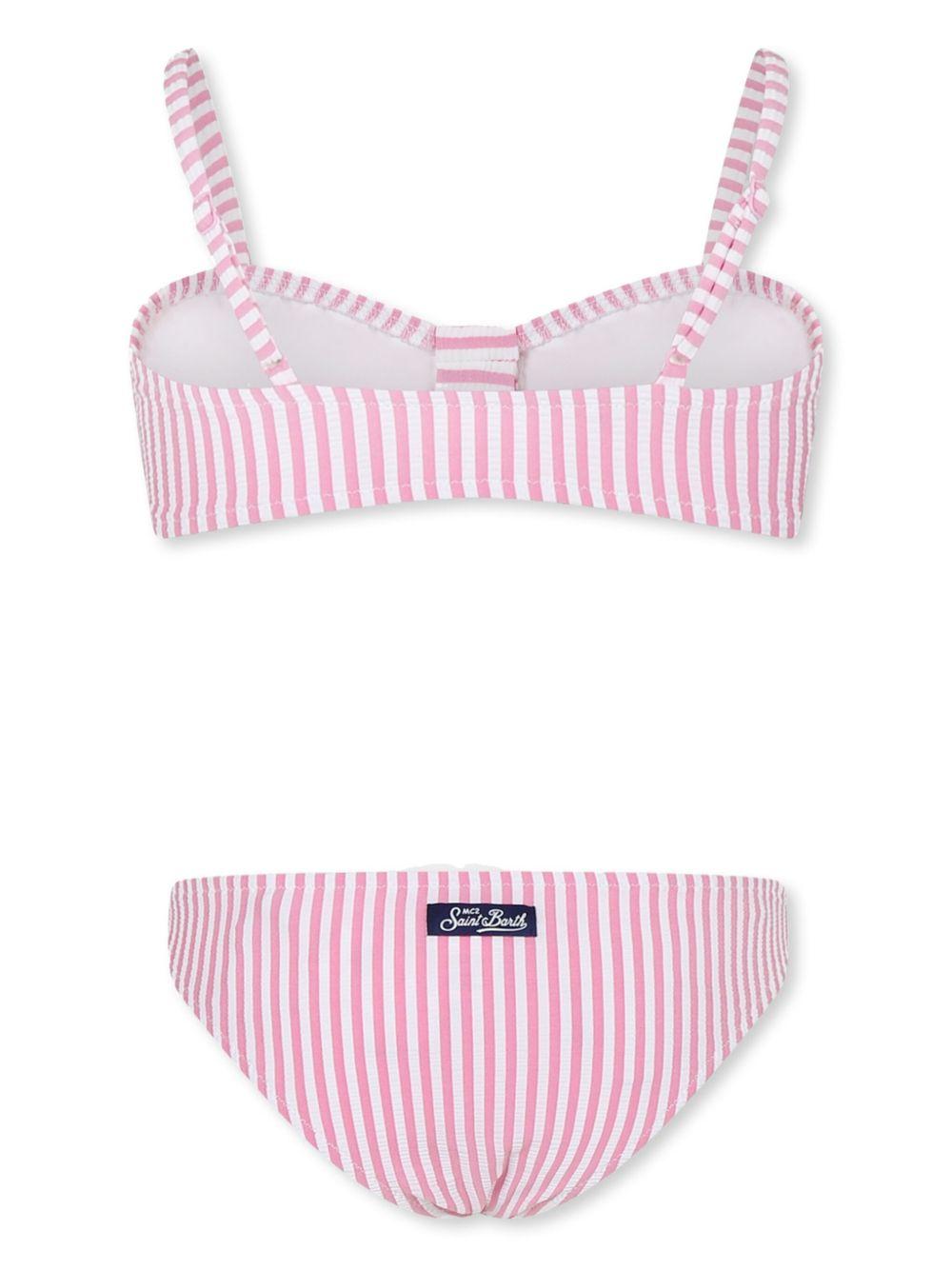 Bikini midge per bambina MC2 Saint Barth Kids rosa con motivo a righe