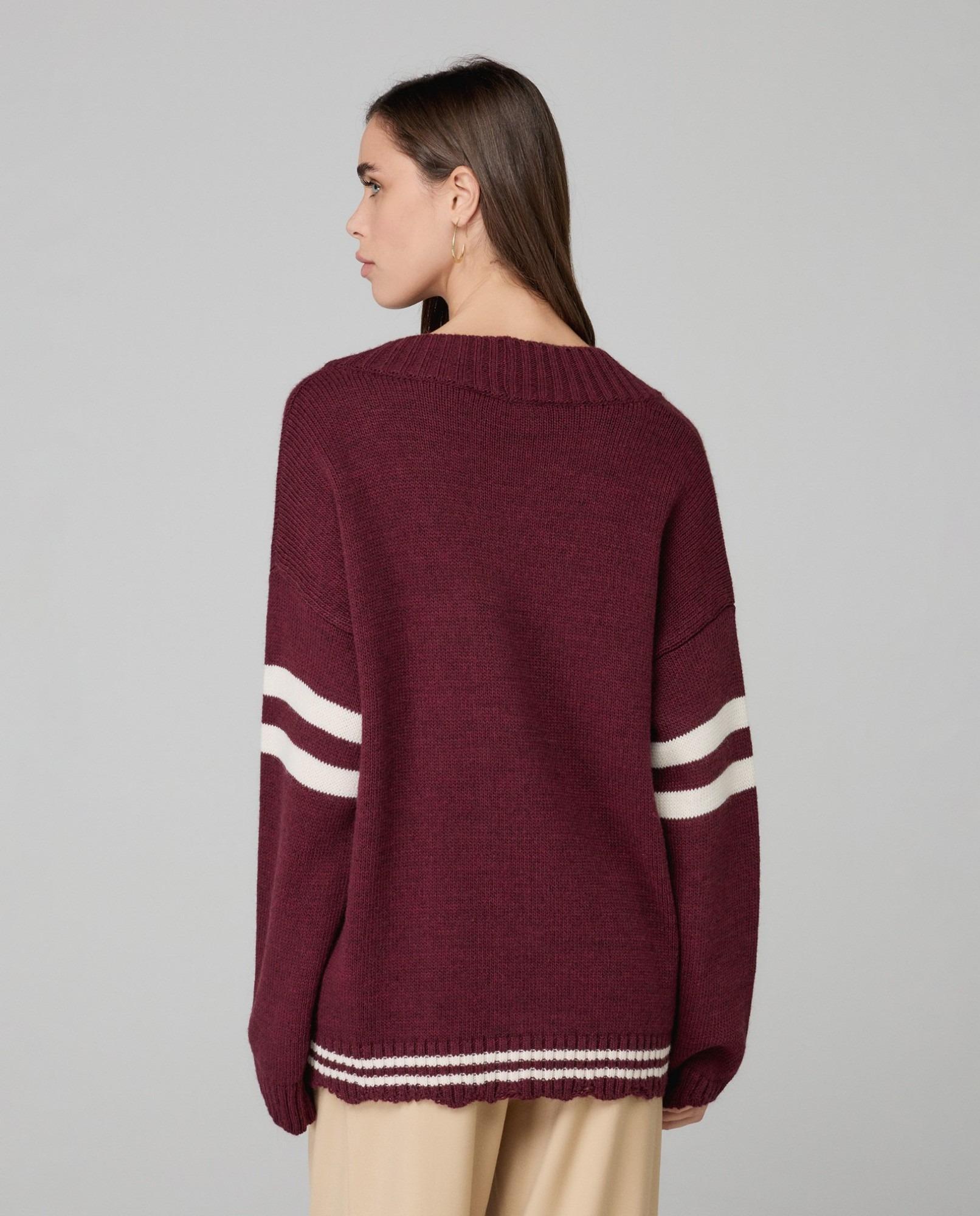 Cardigan Con Rotture, Righe E Patch College Bordeaux HMABW02087-MTTM0001 RS02 HINNOMINATE
