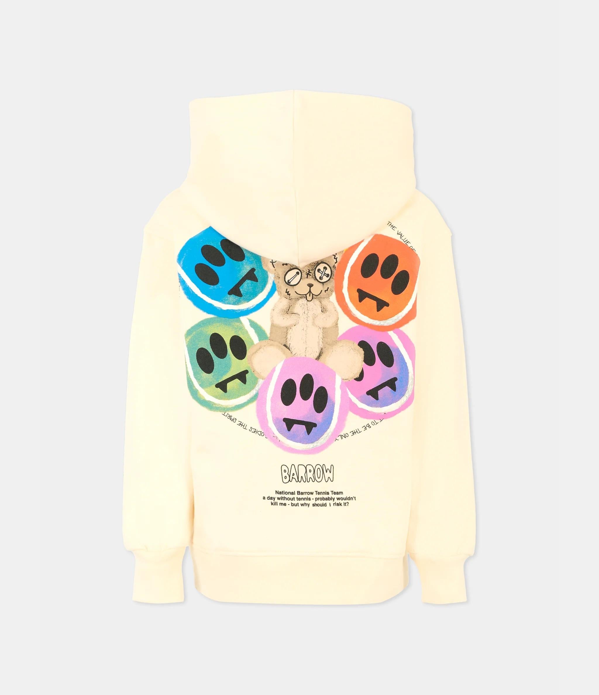 Barrow<BR/>Felpa crema per bambini con logo e stampa Bear F5BKJUHS225 013 BARROW
