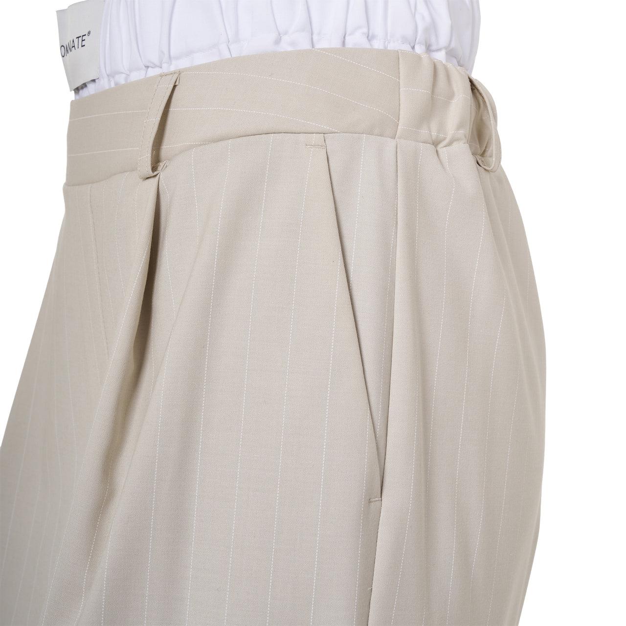 Pantalone Hinnominate gessato con boxer in popeline in vita beige