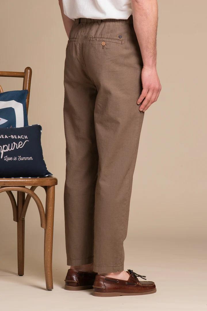 Pantalone Impure chino long comfort mixed linen mud