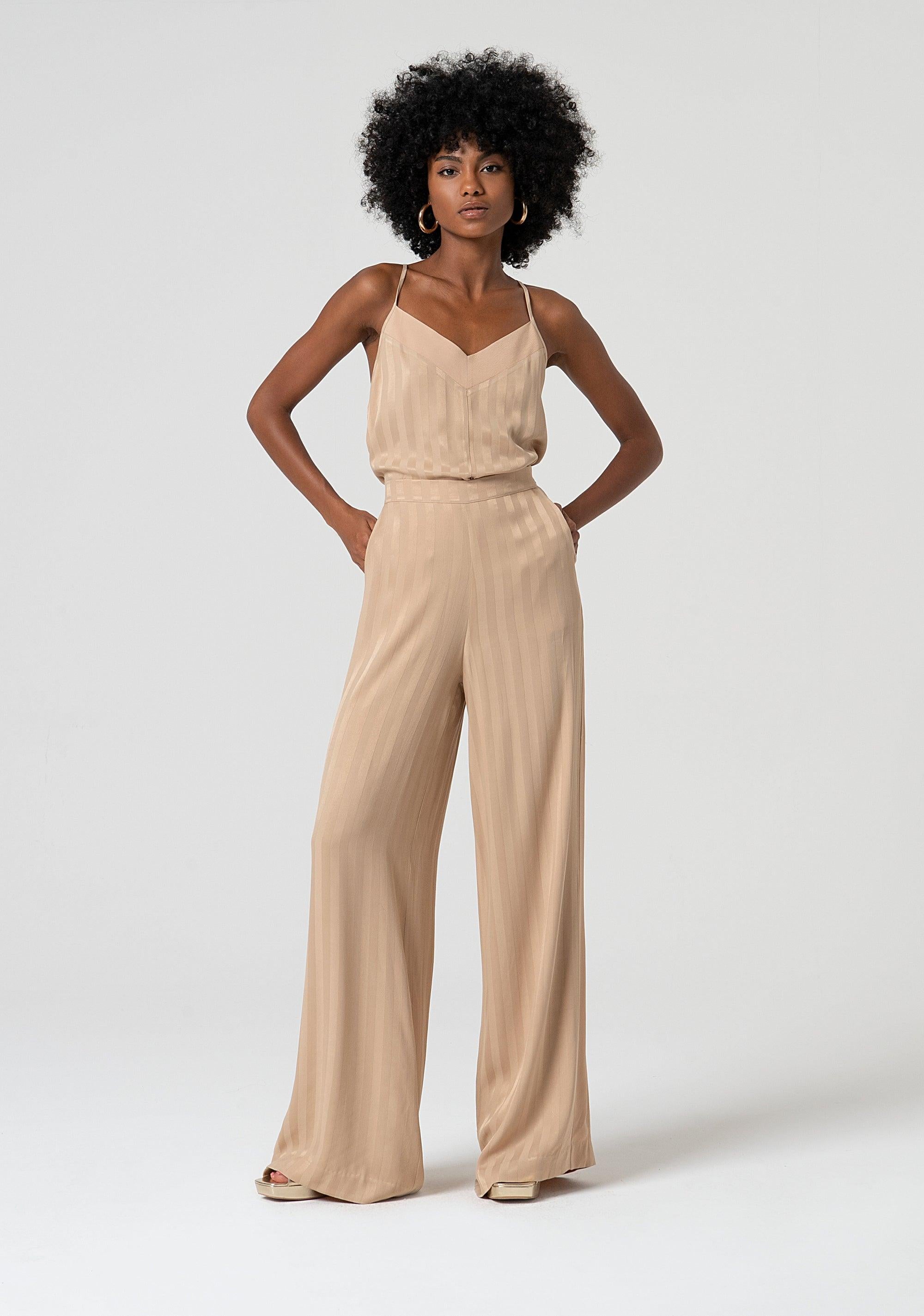 Top senza maniche linea ad A beige