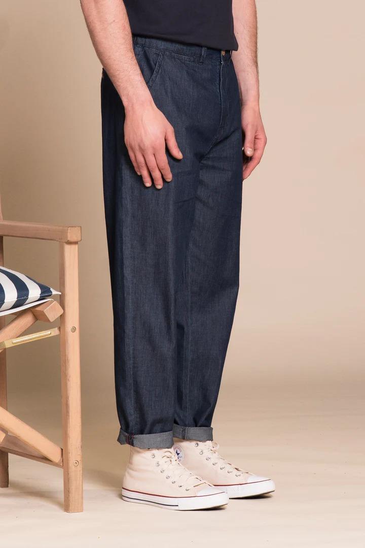 Pantalone Impure chino long comfort chambray Dark blu