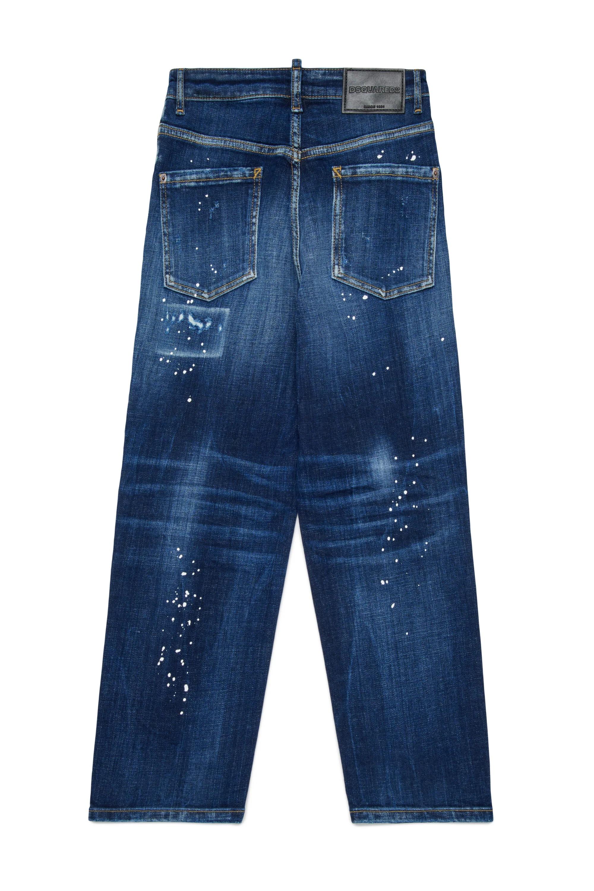 DSQUARED2<BR/>Jeans regular blu scuro con macchie - Moose Lost DQ3082-D0AEJ DQ01 DSQUARED KID