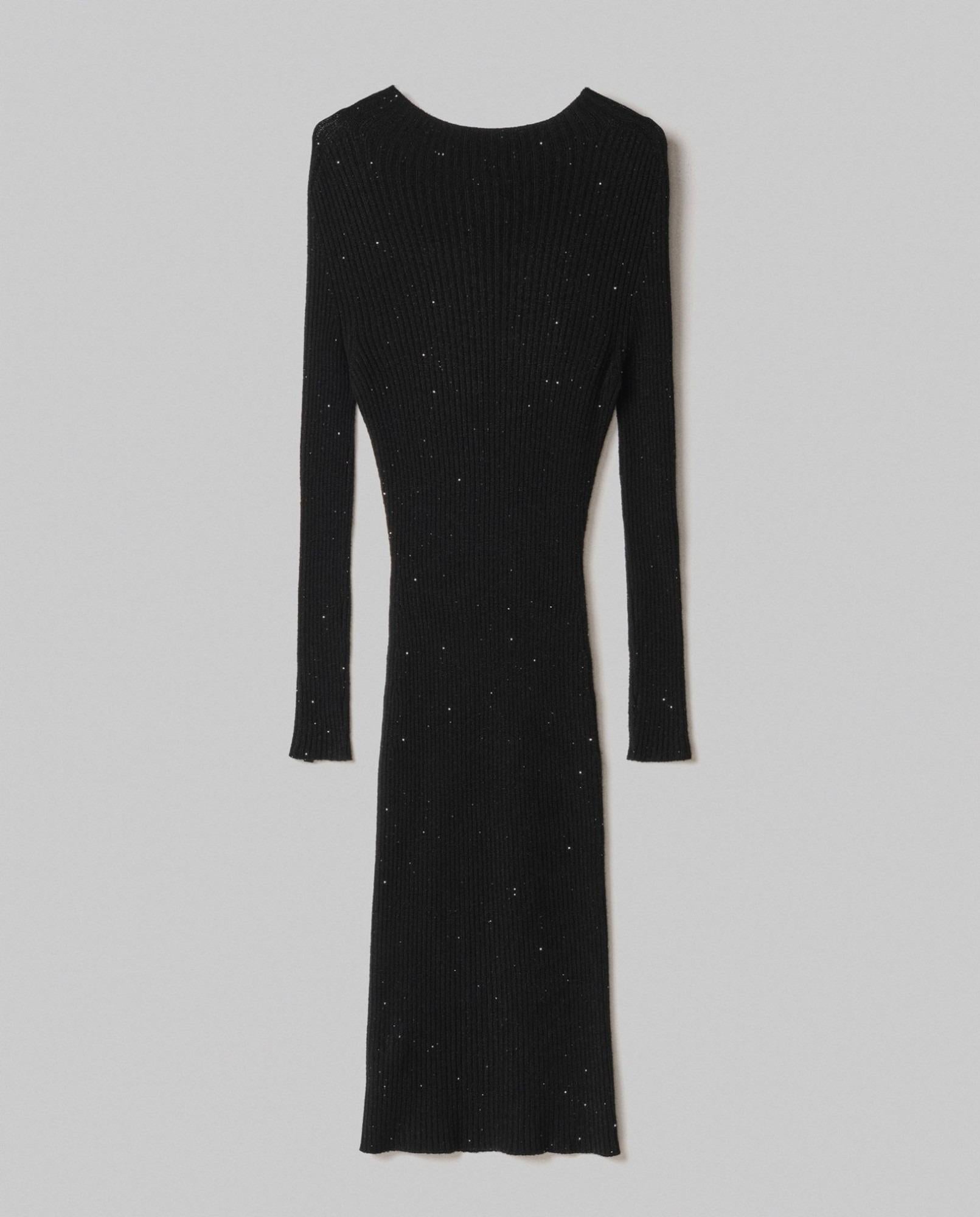 Abito Lupetto Lunghezza Al Ginocchio In Costina Con Paillettes Nero HINNOMINATE HMABW02330-MTTM0001 NE01 HINNOMINATE