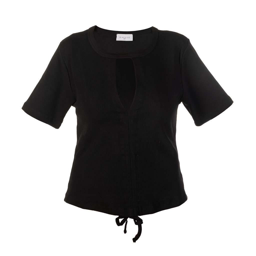 T-SHIRT DONNA GAELLE REGULAR FIT IN MISTO COTONE NERA