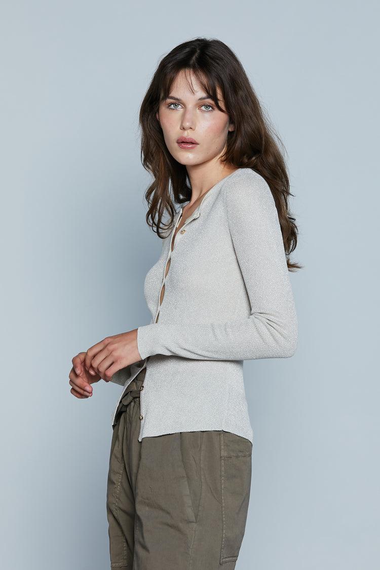 Cardigan BLENDA_LUR M/L Costina più Lurex Pink Tint