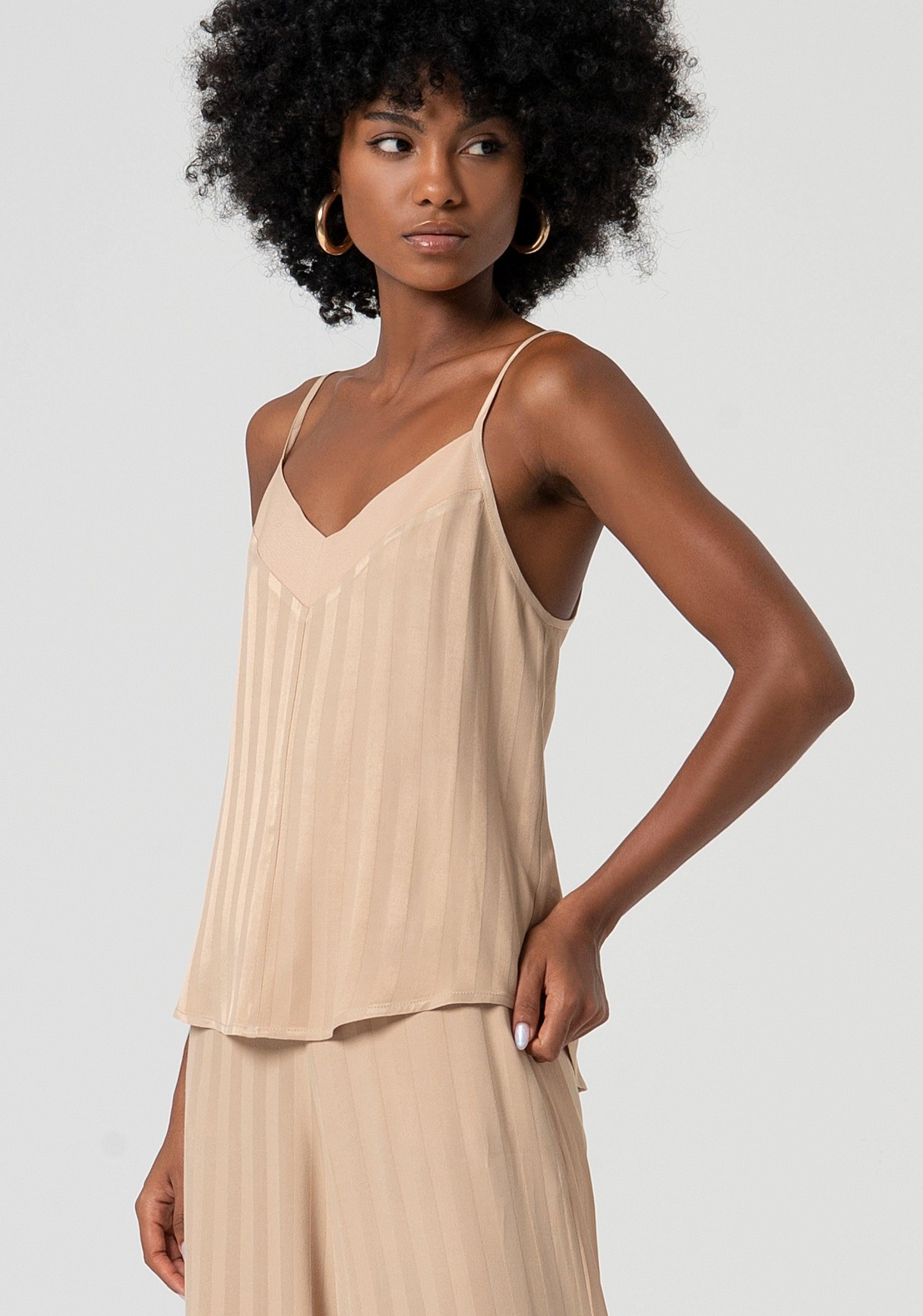 Top senza maniche linea ad A beige