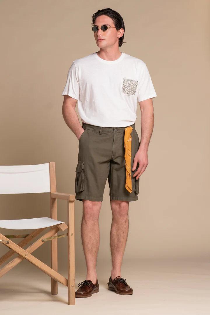 Bermuda Impure cargo short comf. mixed linen