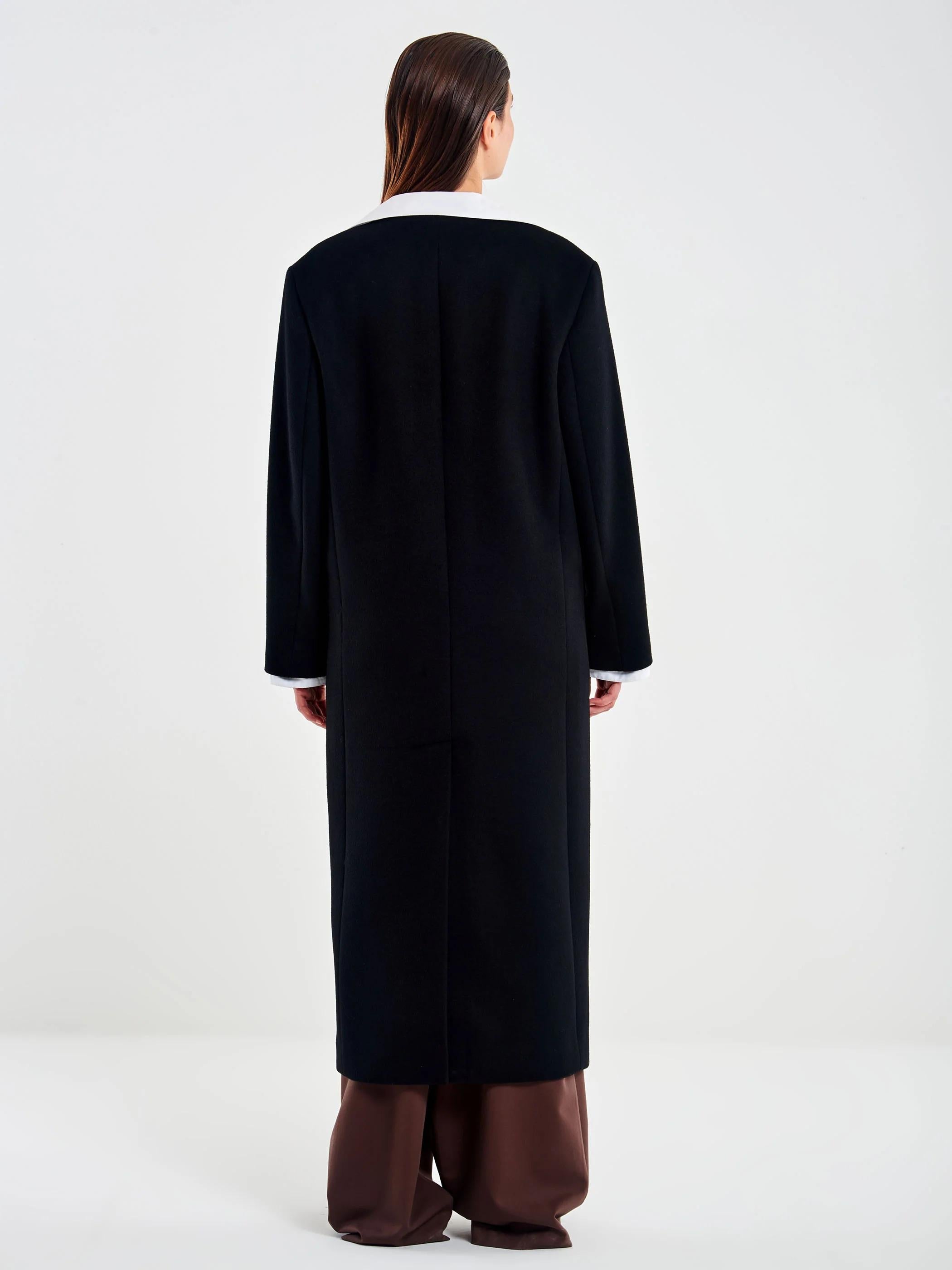 Cappotto Lungo con Colletto e Polsini nero TF0016 NERO VICOLO
