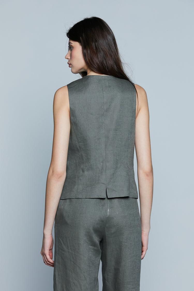 Gilet IMPAGI 3 Bottoni con Tasche Filetto Green