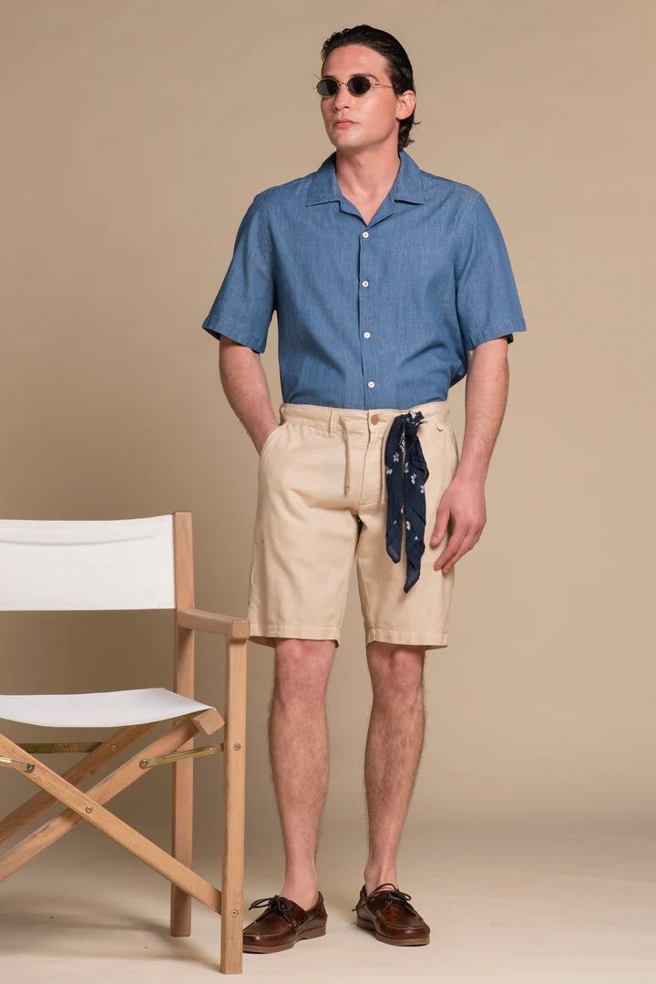 Bermuda Impure nils chino short comf.mixed linen desert