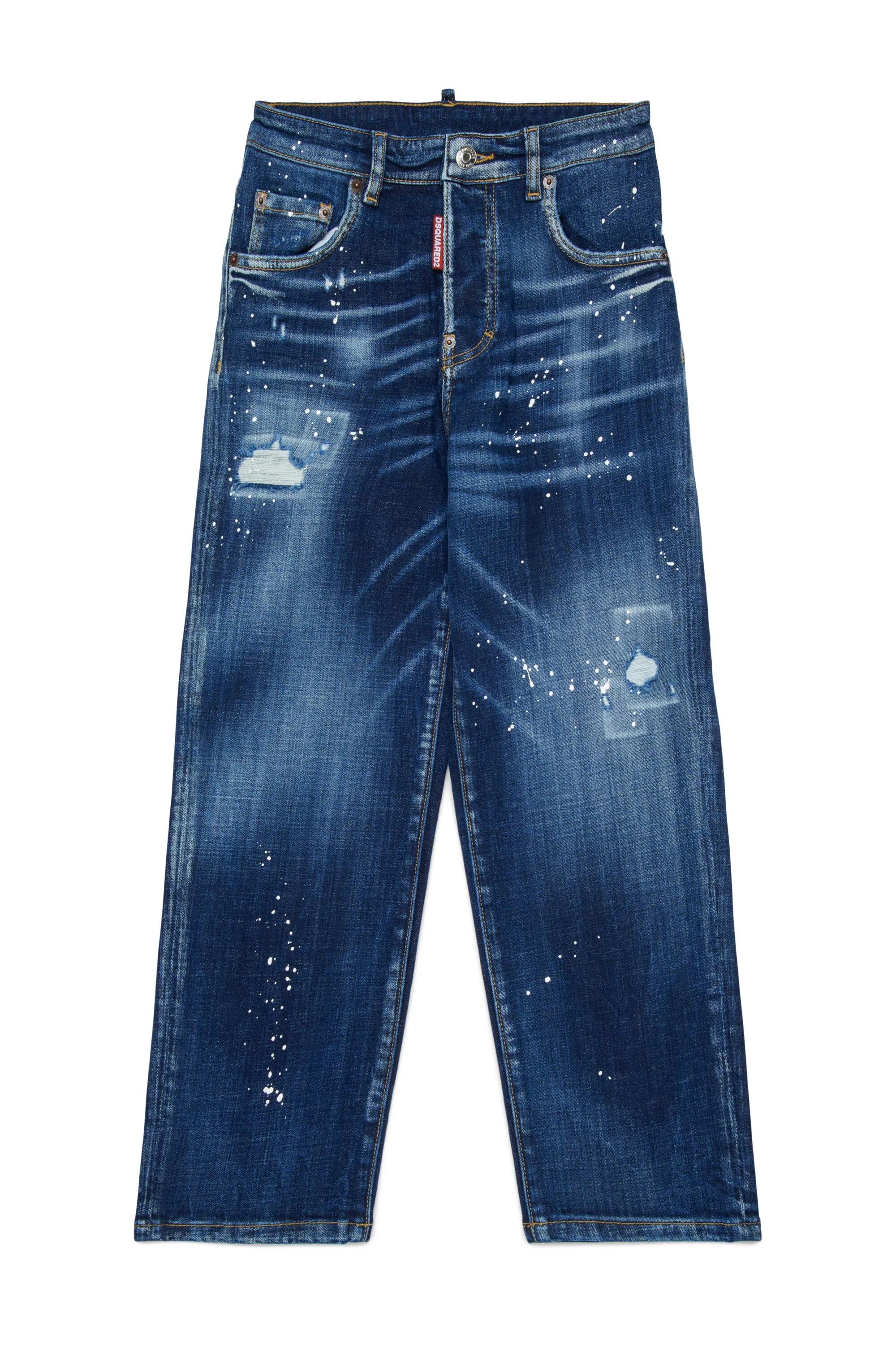 DSQUARED2<BR/>Jeans regular blu scuro con macchie - Moose Lost DQ3082-D0AEJ DQ01 DSQUARED KID