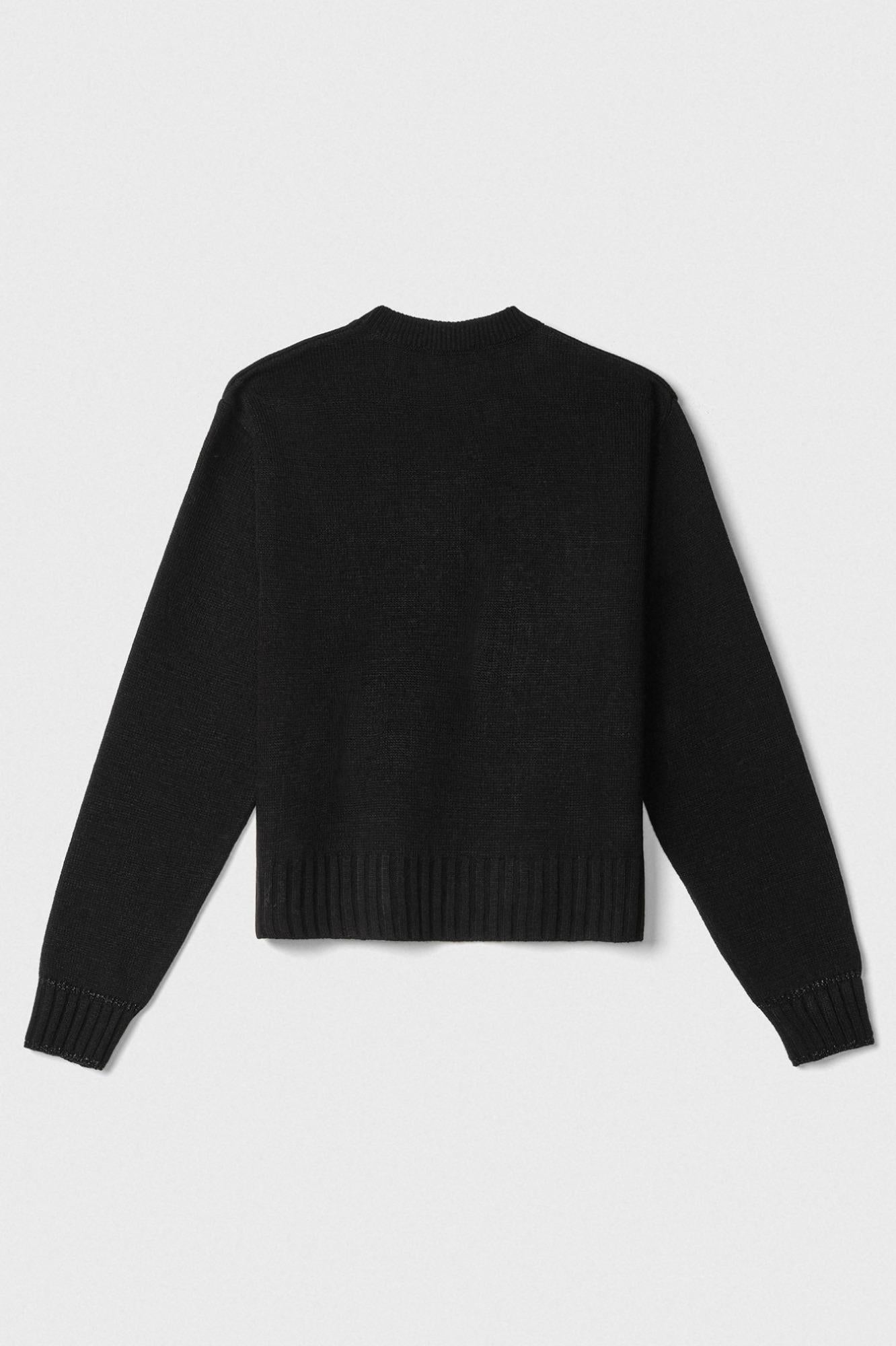 Pullover In Maglia Rasata Con Ricamo Sul Davanti Nero - Gaëlle Paris GAABW07266-BMFI0001 NE01 GAELLE