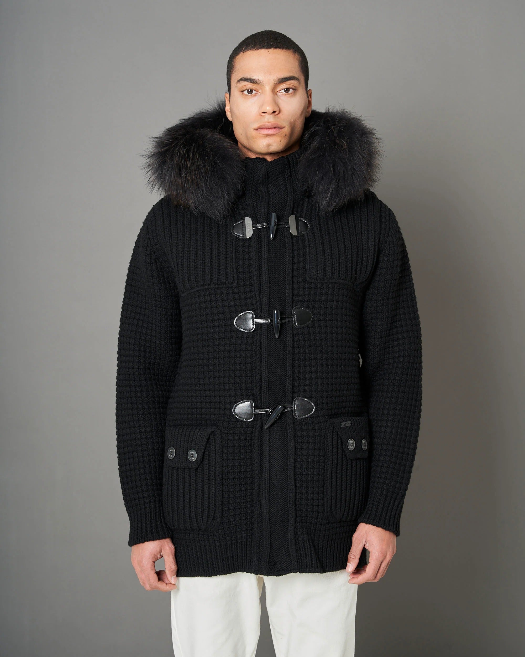 Short duffle coat w/mourmasky 53B8001 black 62B8001/C NERO/NERO BARK 
