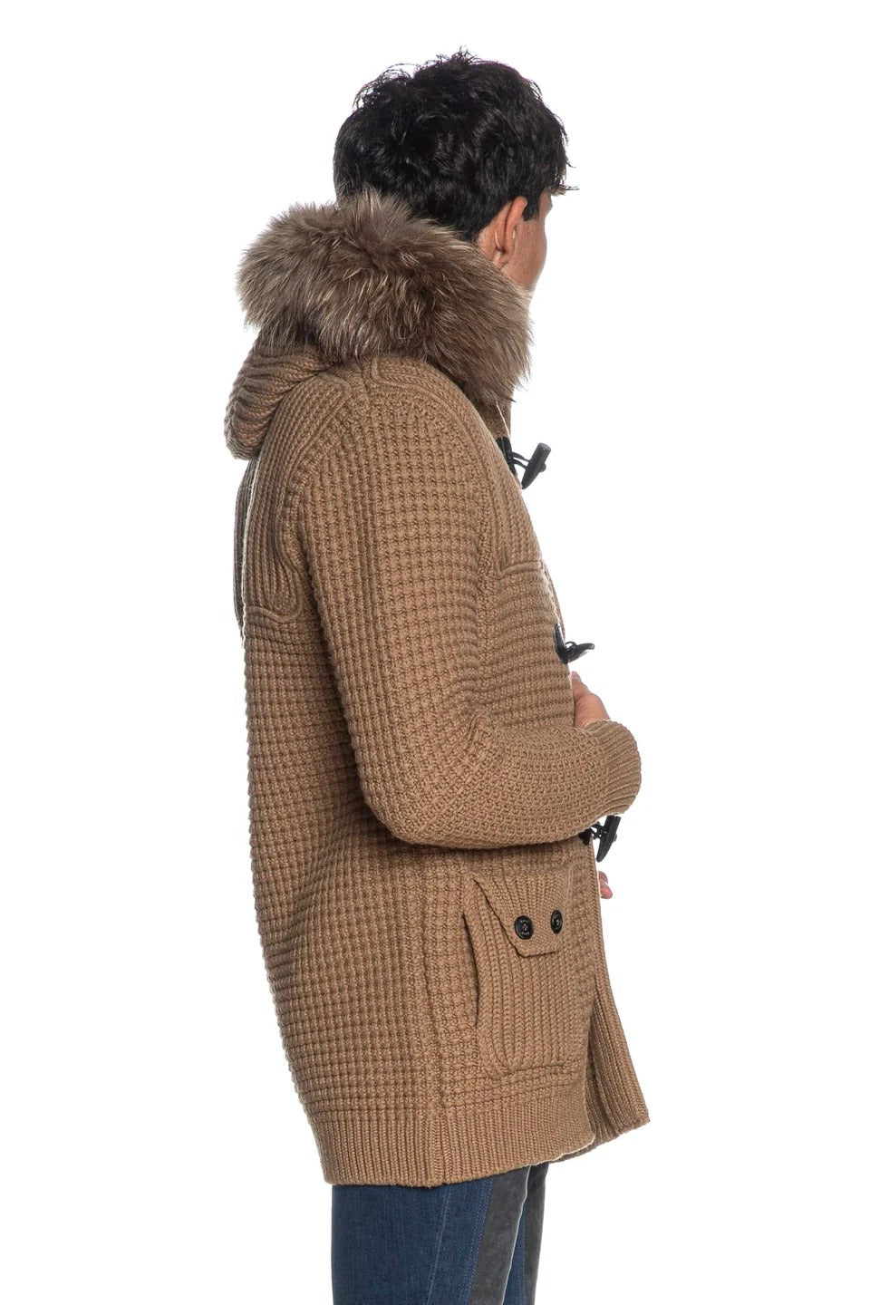 Short duffle coat w/mourmasky 53B8001 tortora 62B8001/C TORTORA/NATURALE BARK 