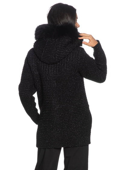 Giaccone Bark donna Duffle Coat Mourmasky nero lurex argento 62B9002/LC NERO BARK 