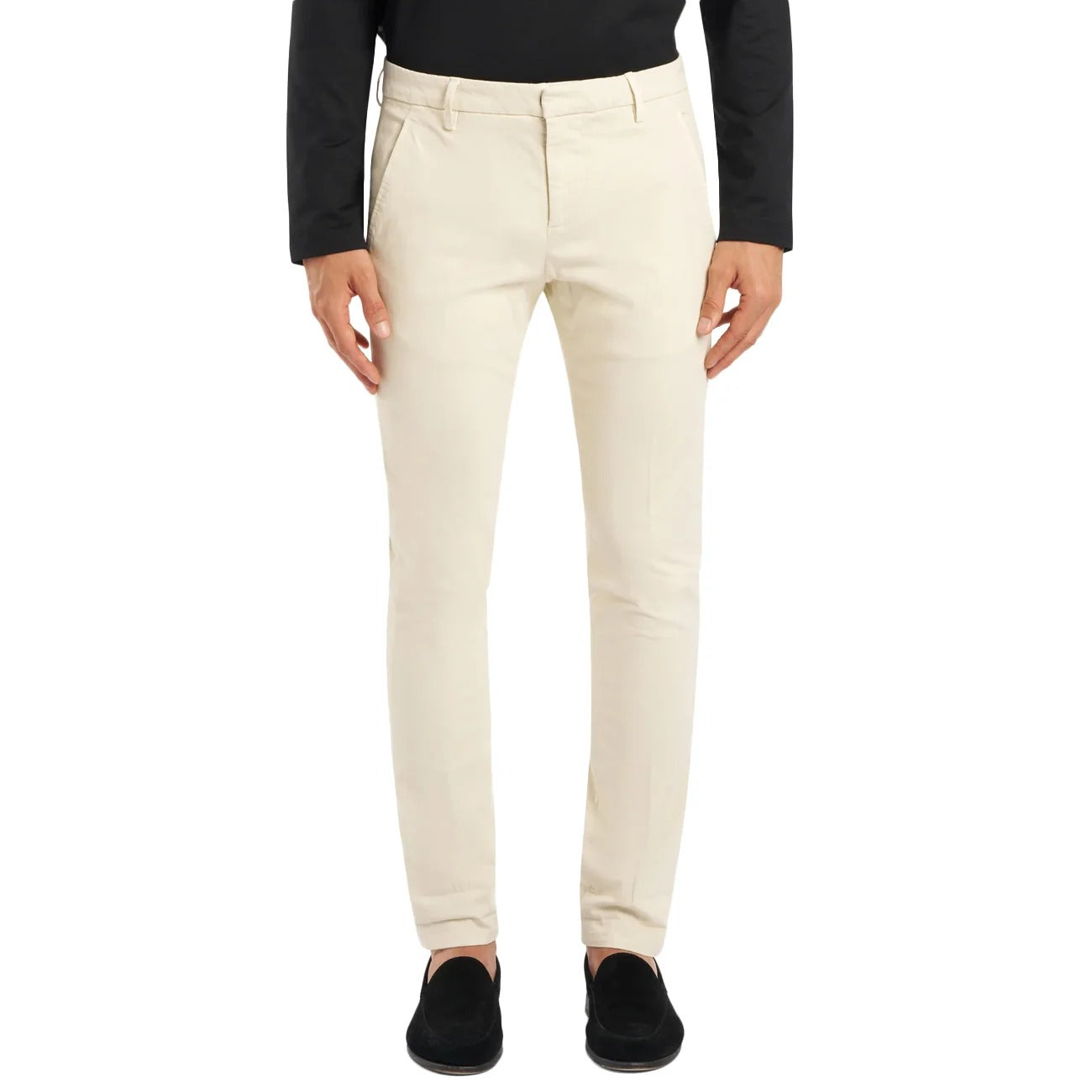 Pantaloni Gaubert slim in gabardina mano calda ivory UP235-GSE043U-PTD 005 DONDUP 