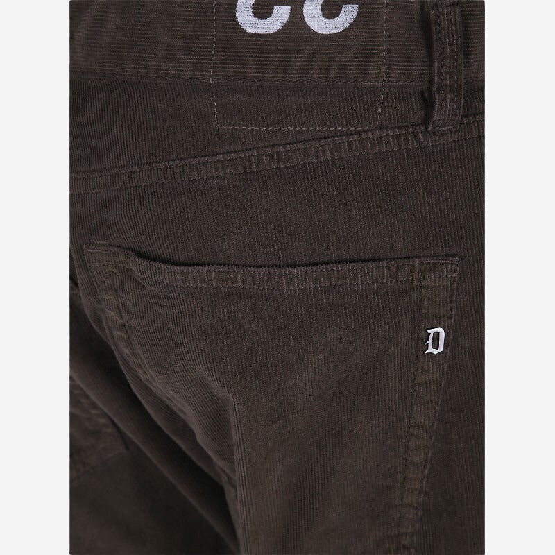 Pantalone icon slim-fit needlecord 5-pocket jeans with zip chocolate UP563Z-VS0028U-PT0 737 DONDUP 