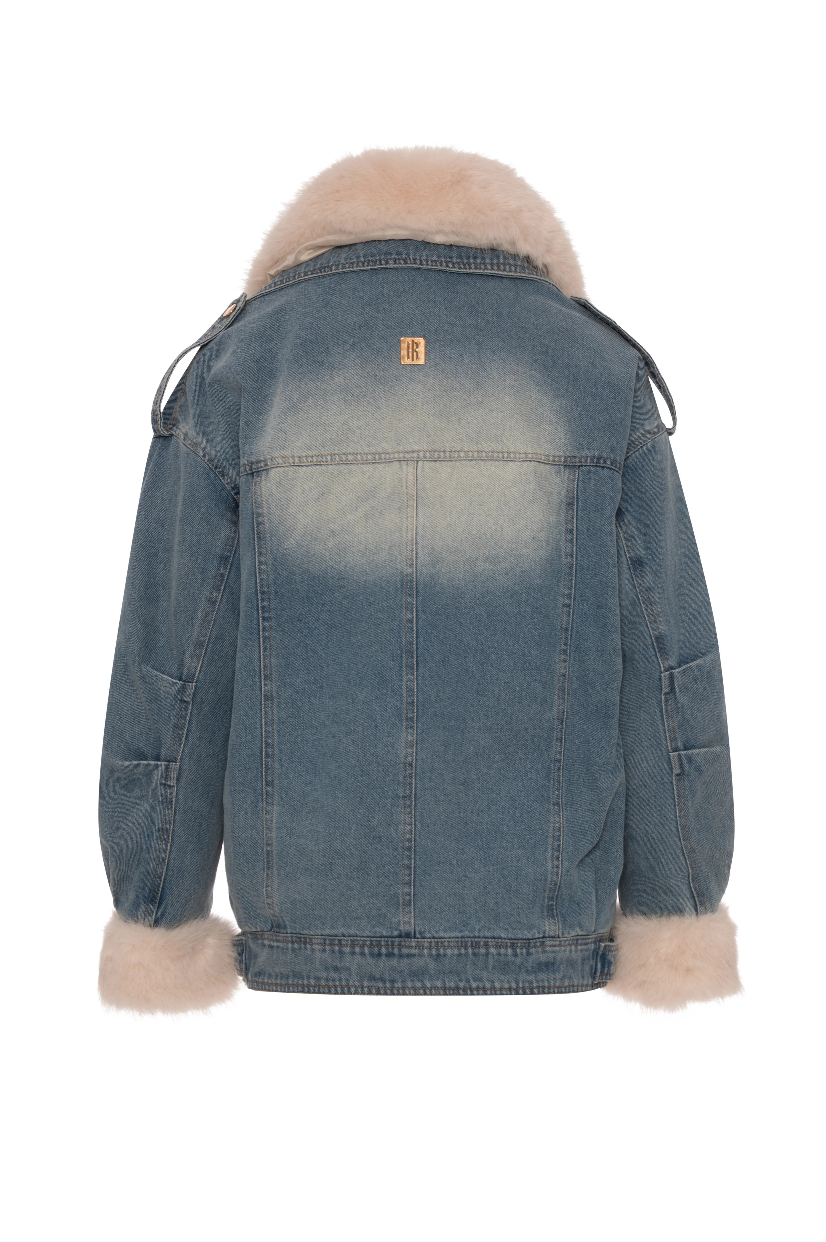 Giacca over in denim con lavaggio vintage e con finta pelliccia FP26WJ4002D40904 337 FRACOMINA 
