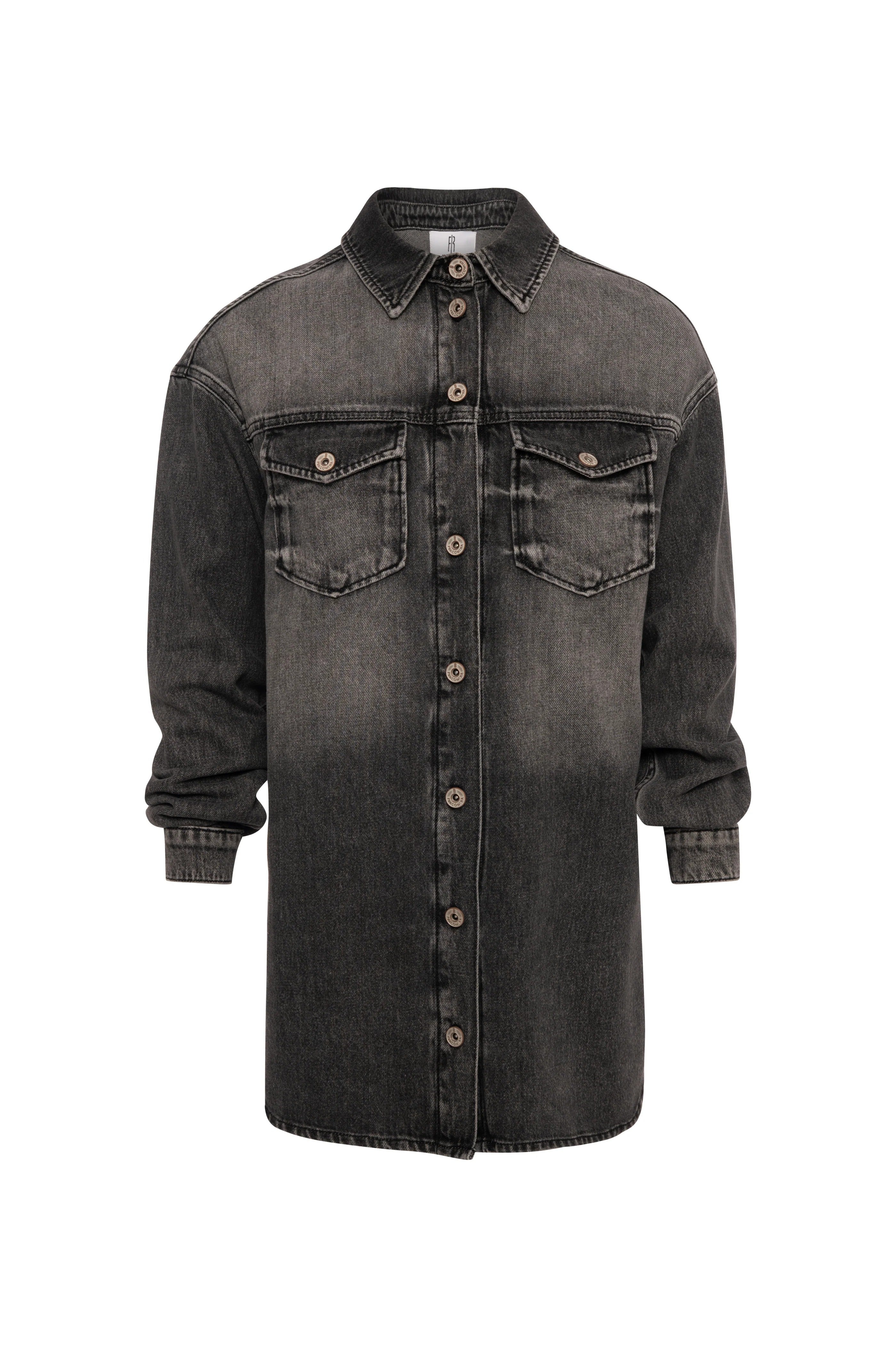 Fracomina Camicia over lunga in denim black con lavaggio medio FP26WT6021D41993 M67 FRACOMINA 