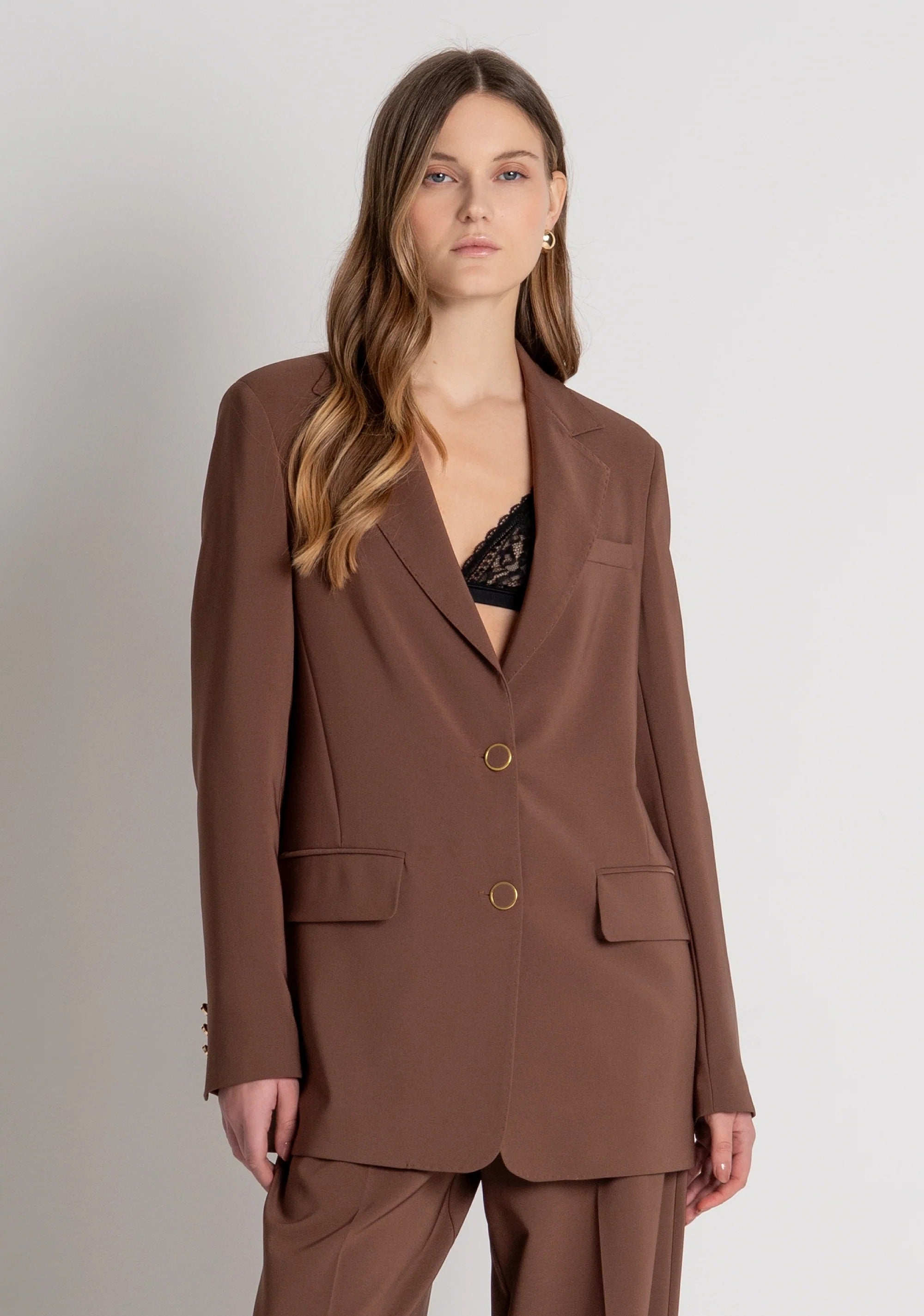 Fracomina Blazer over lungo monopetto Coffee FR26WJ3001W42901 I49 FRACOMINA 