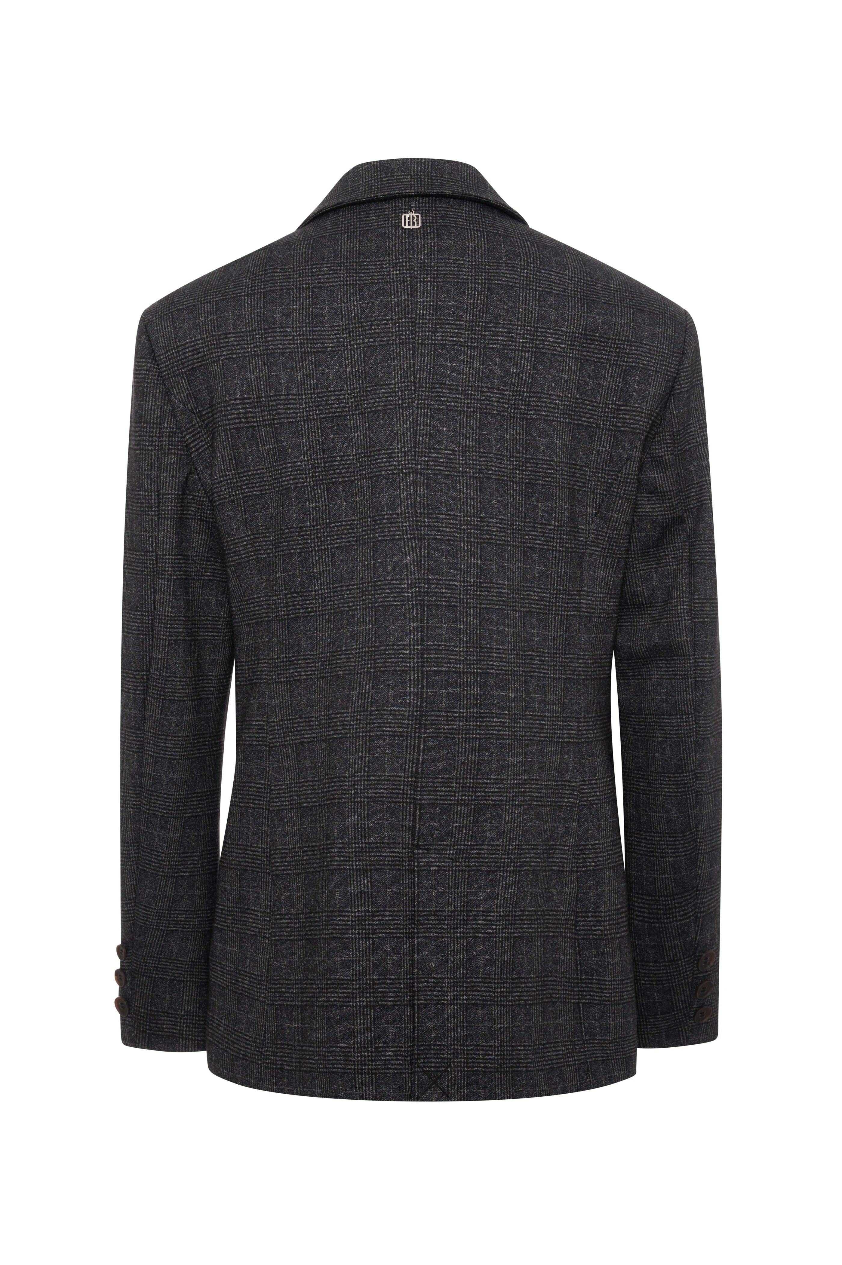 Fracomina Blazer regular doppiopetto in tessuto Principe di Galles Charcoal FR26WJ3010W575O2 097 FRACOMINA 