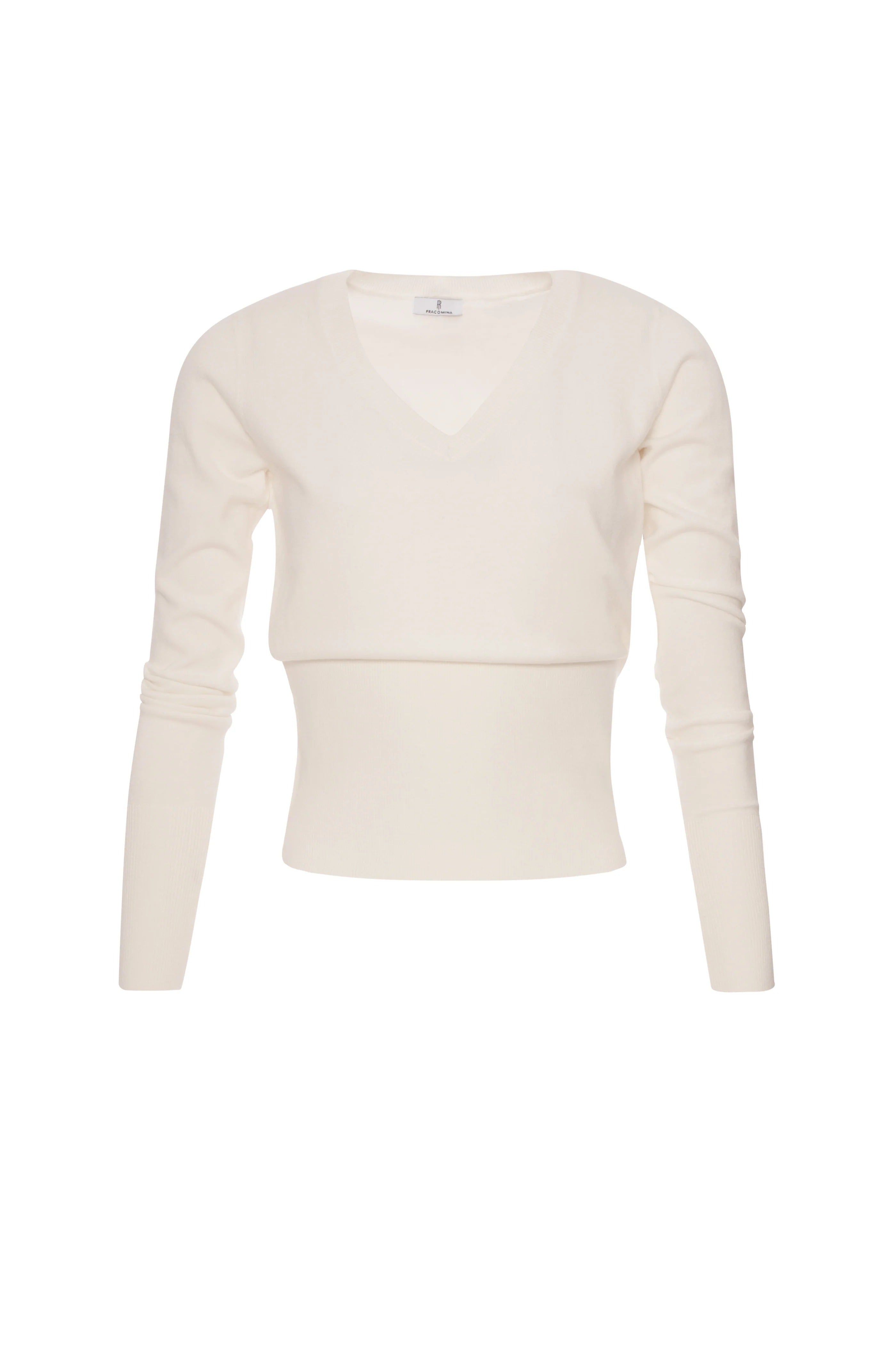 Fracomina Maglia slim con scollo a V cream FR26WT7001K50601 108 FRACOMINA 