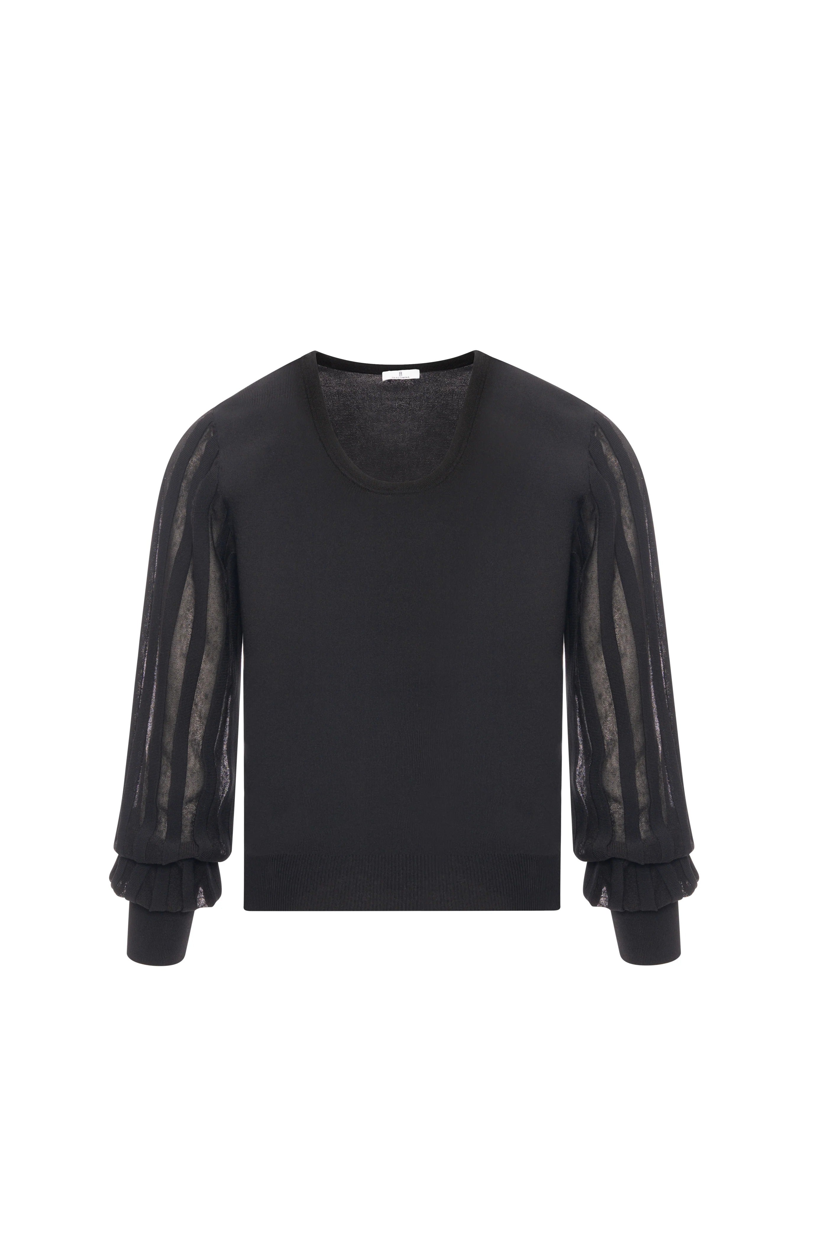 Fracomina Maglia regular con maniche lunghe in tessuto plissettato nera FR26WT7030K416F9 053 FRACOMINA 