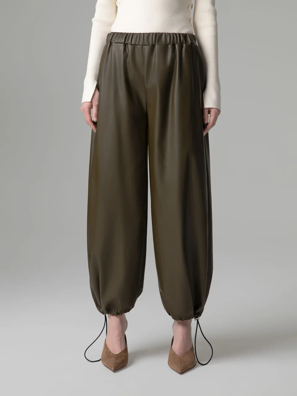 Gaelle Pantalone jogger in ecopelle verde GAABW11143-TPU0001 VE45 GAELLE 