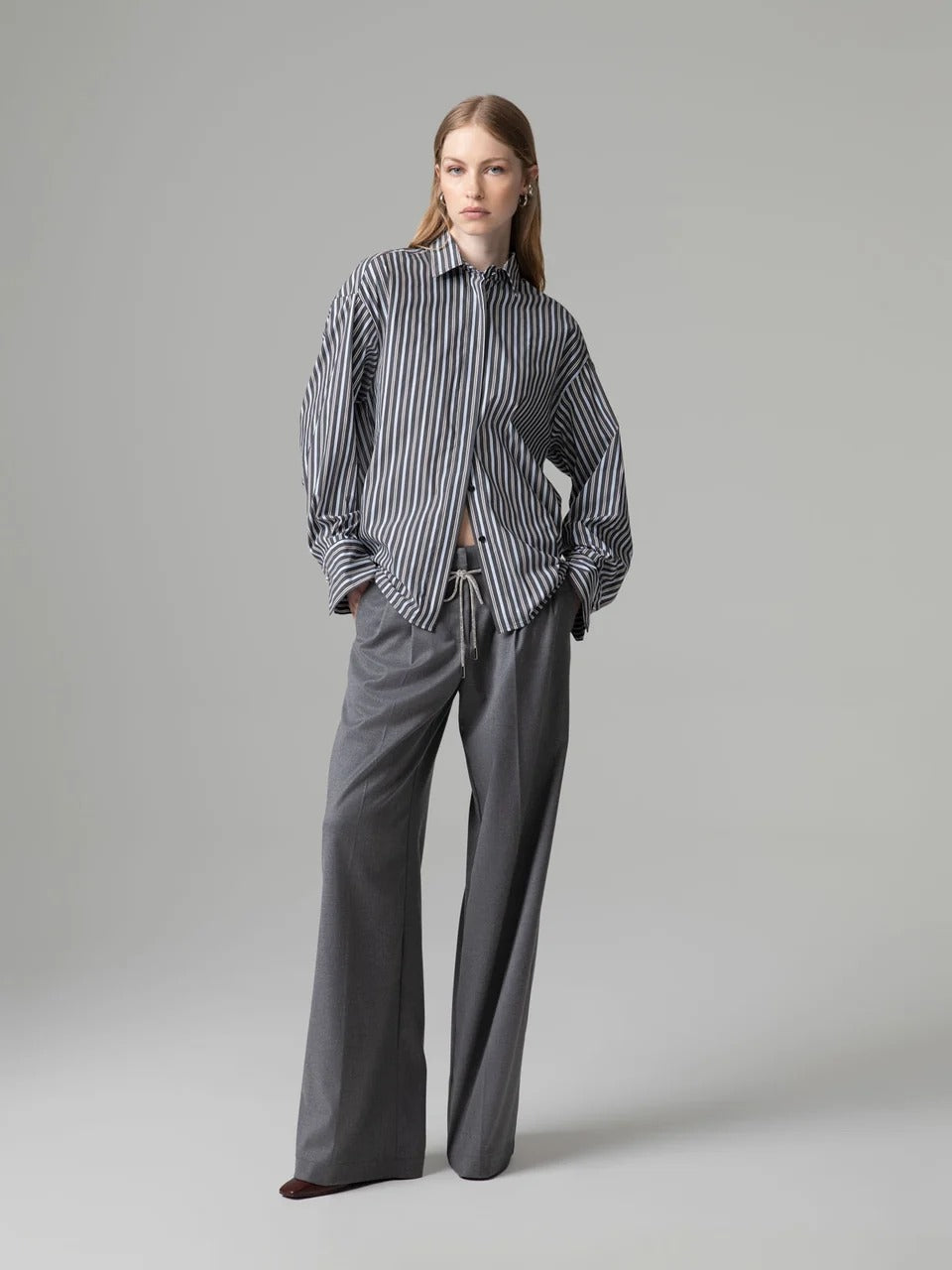 Gaelle Camicia regular con stampa logo grigia GAABW11262-TCP0003 NE160 GAELLE 