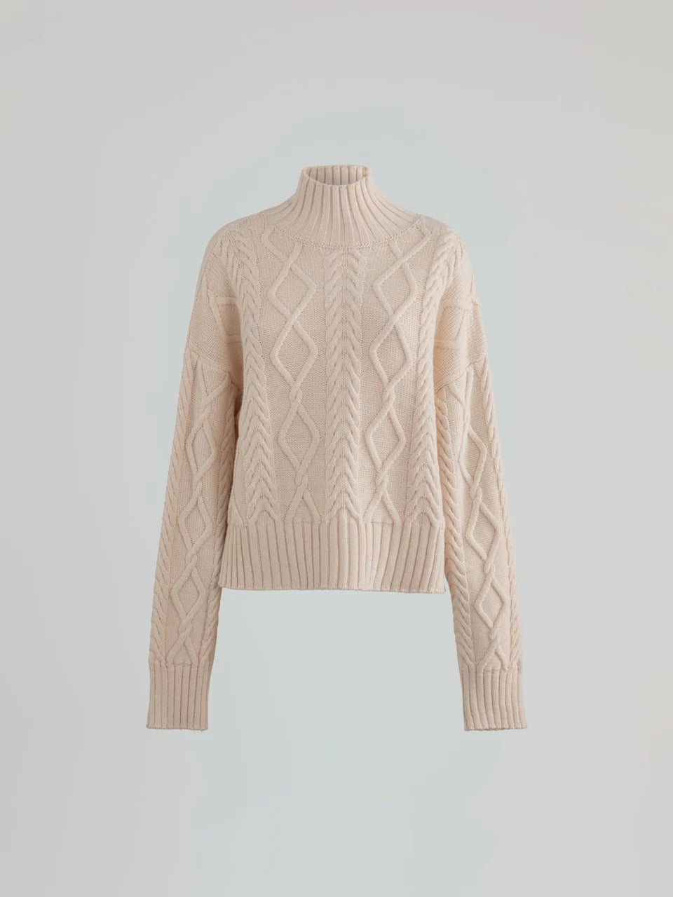 Gaelle Pullover con motivo a treccia e collo alto panna GAABW11430-FRW0001 BI21 GAELLE 