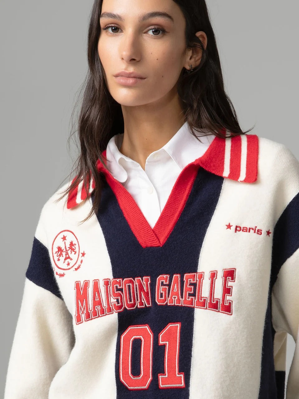 Gaelle Pullover collo polo con personalizzazioni logo GAABW11485-FRN0002 BL07 GAELLE 