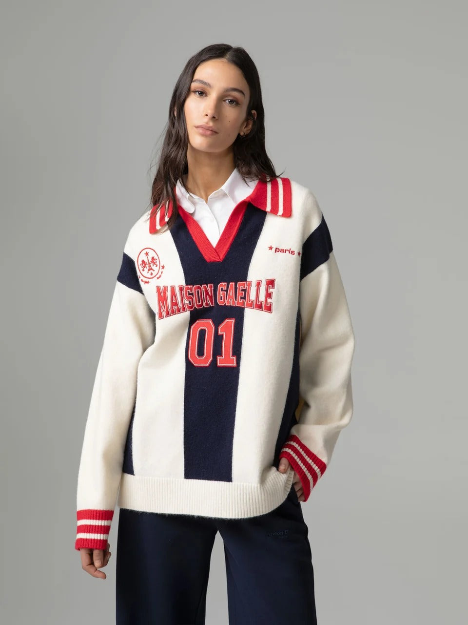 Gaelle Pullover collo polo con personalizzazioni logo GAABW11485-FRN0002 BL07 GAELLE 