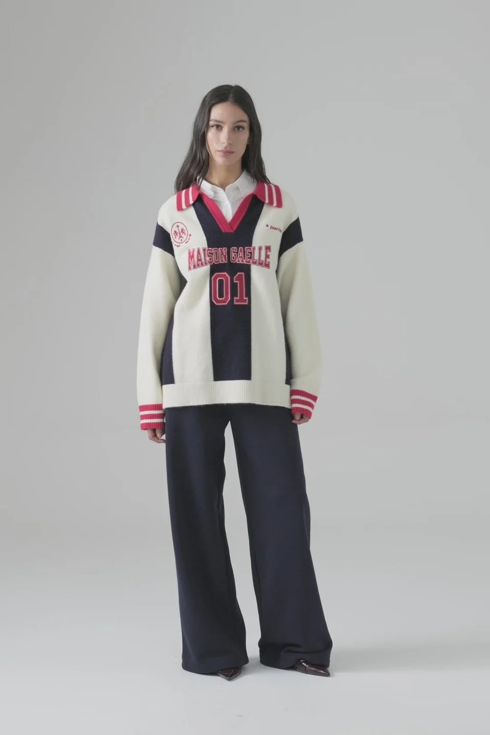Gaelle Pullover collo polo con personalizzazioni logo GAABW11485-FRN0002 BL07 GAELLE 