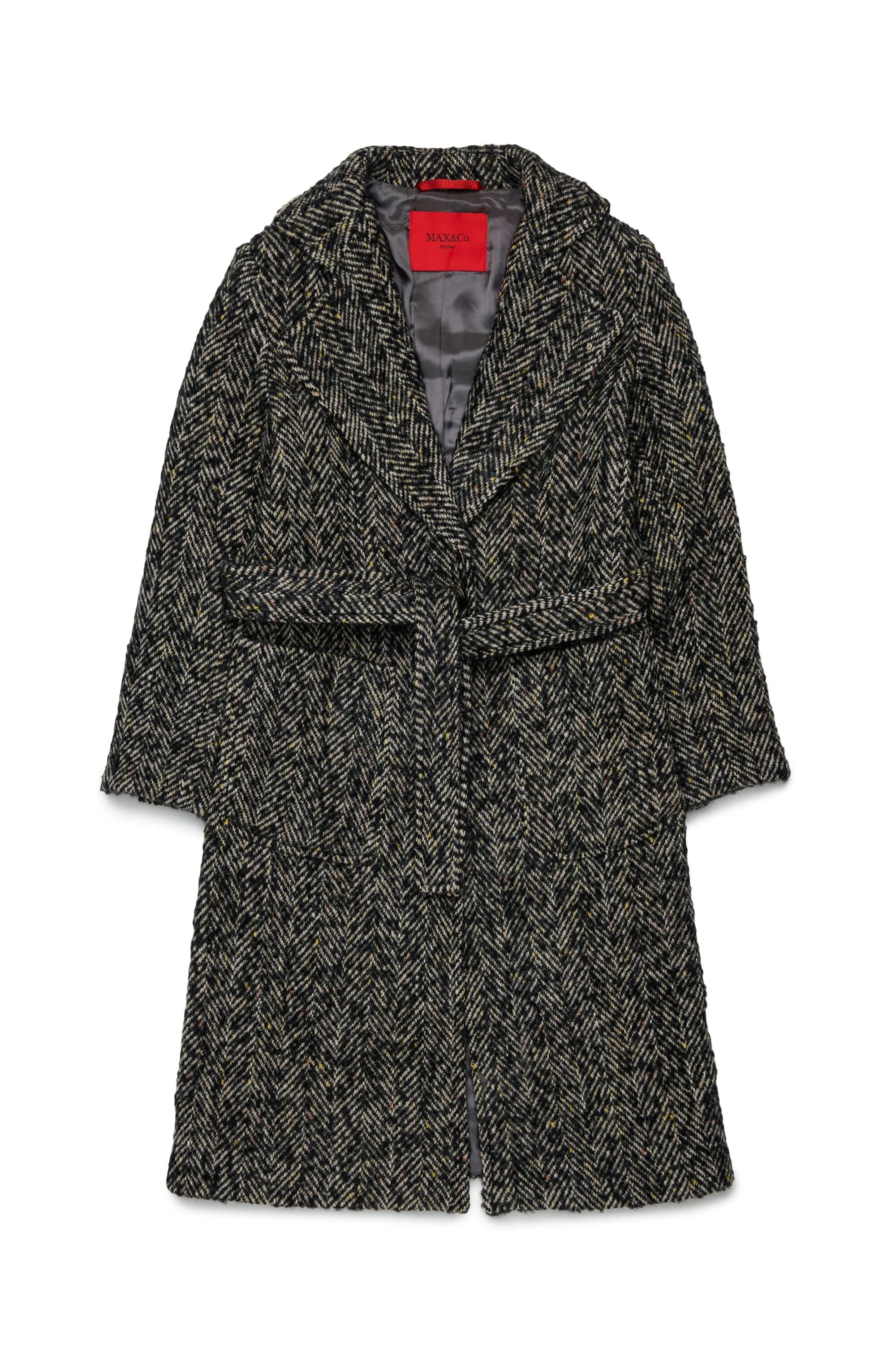 Cappotto con motivo a spina di pesce nero MX0001-MX02N MX900 MAX&CO KID 