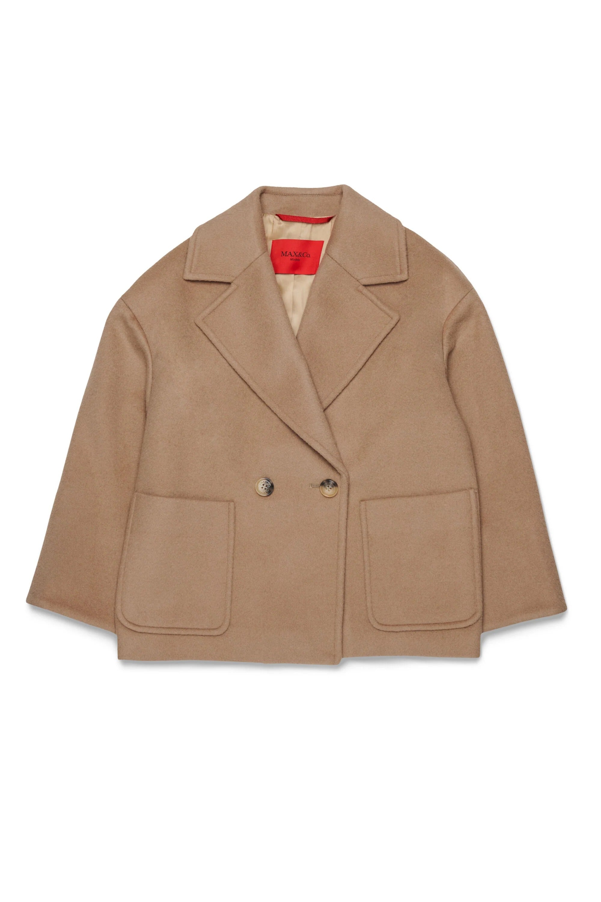 Cappotto caban doppiopetto in lana rasata beige MX0229-MX052 MX702 MAX&CO KID 