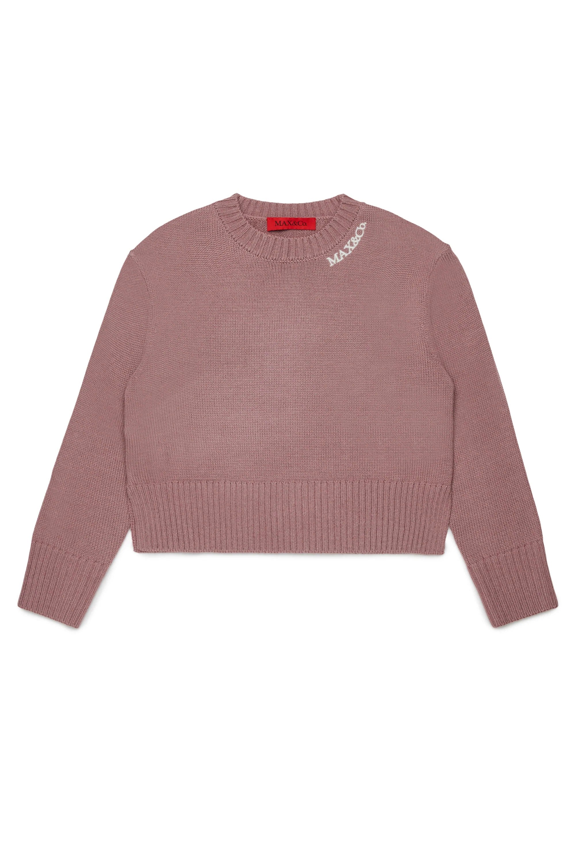 Pullover in misto lana con logo ricamato rosa MX0251-MX043 MX603 MAX&CO KID 