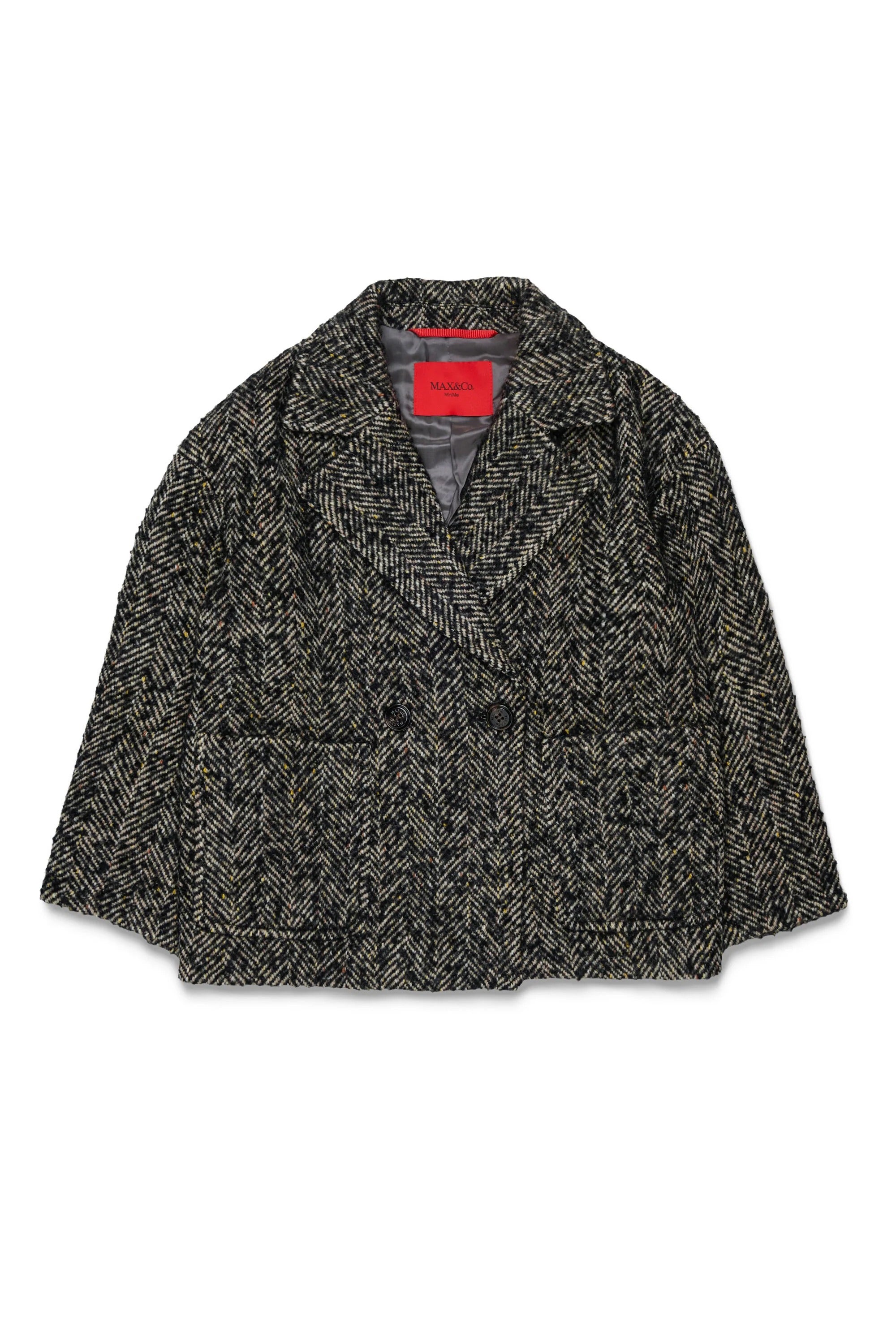 Cappotto con motivo a spina di pesce nero MX0440-MX02N MX900 MAX&CO KID 