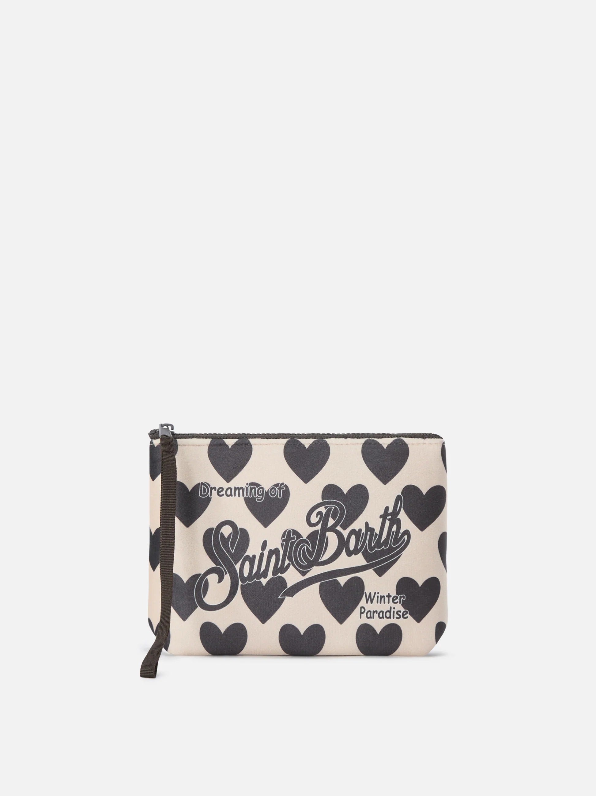 Pochette Aline beige con stampa cuori ALI0002 01480M MC2 SAINT BARTH 