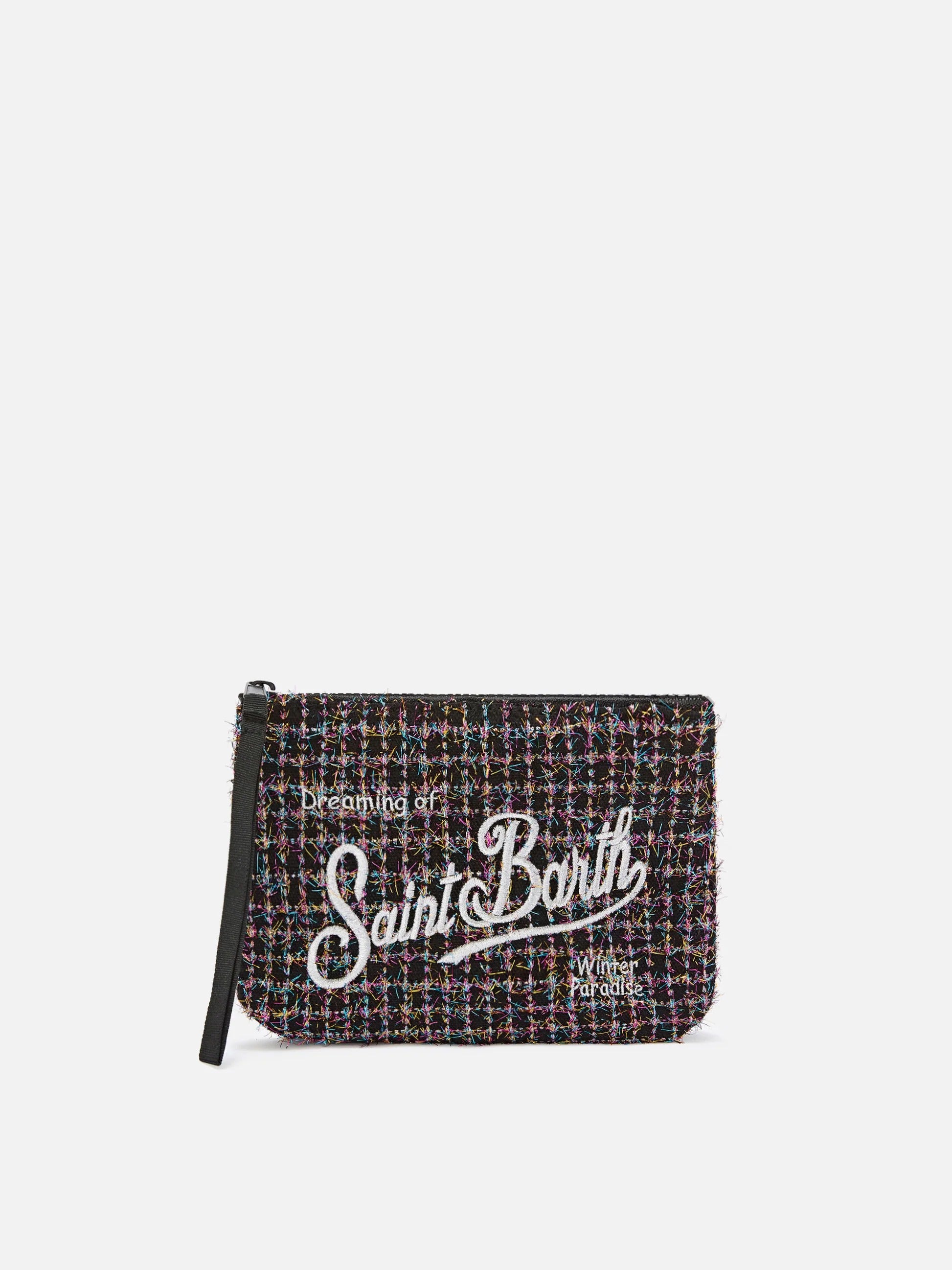 Pochette Aline nera in tweed con ricamo logo ALI0027 00193M MC2 SAINT BARTH 