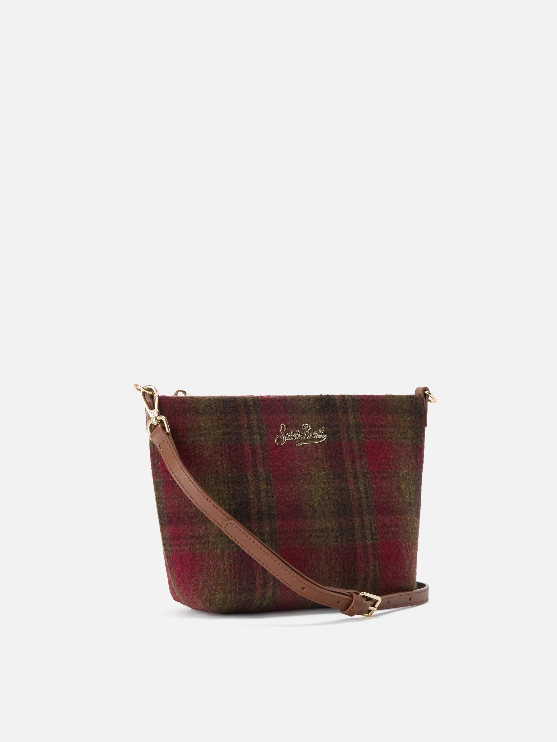 Borsa a spalla Aline con motivo tartan e manici in pelle ALI0034 00115M MC2 SAINT BARTH 