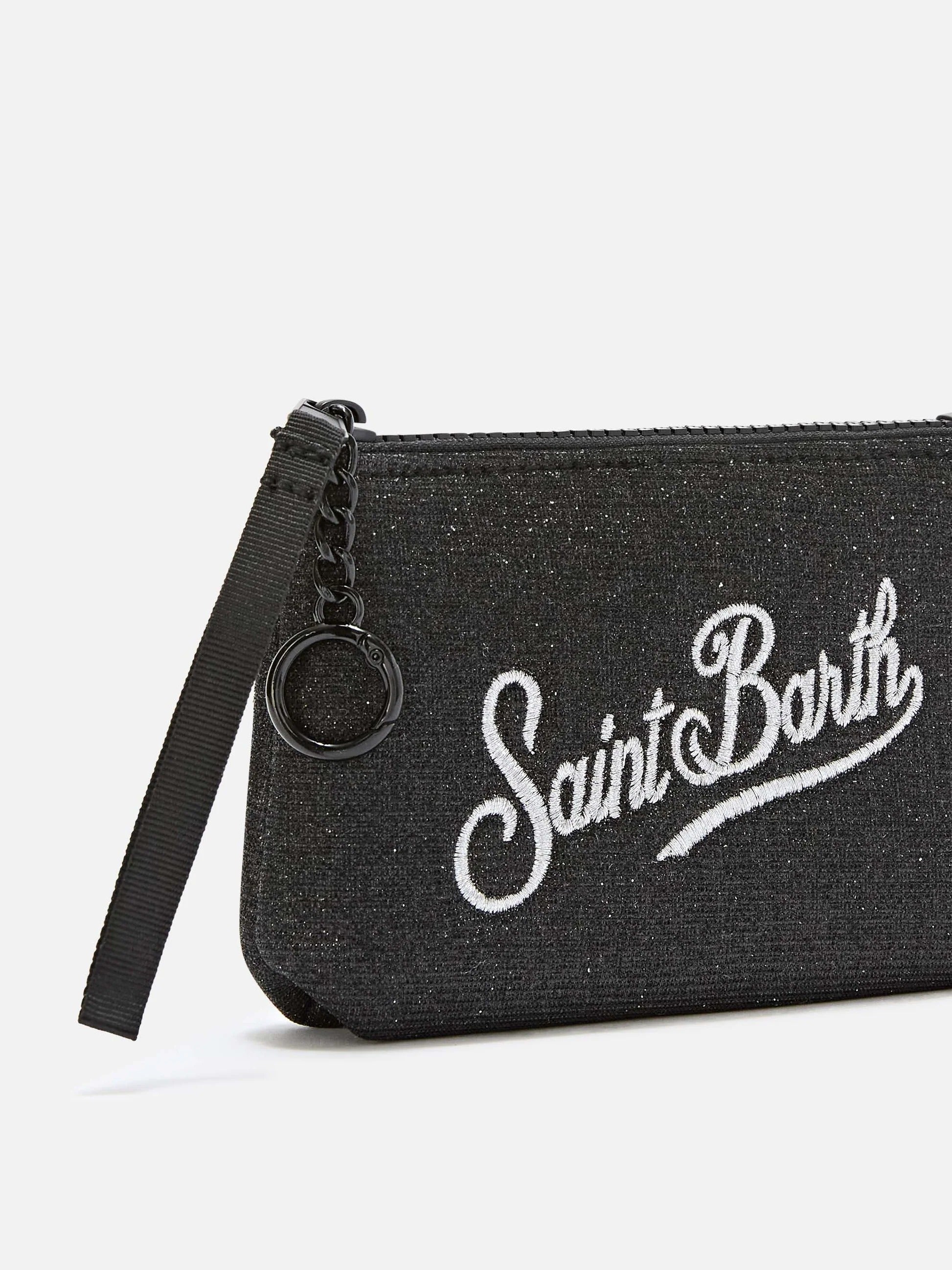 Pochette Mini Aline nera in lurex con ricamo logo ALMI007 00315M MC2 SAINT BARTH 