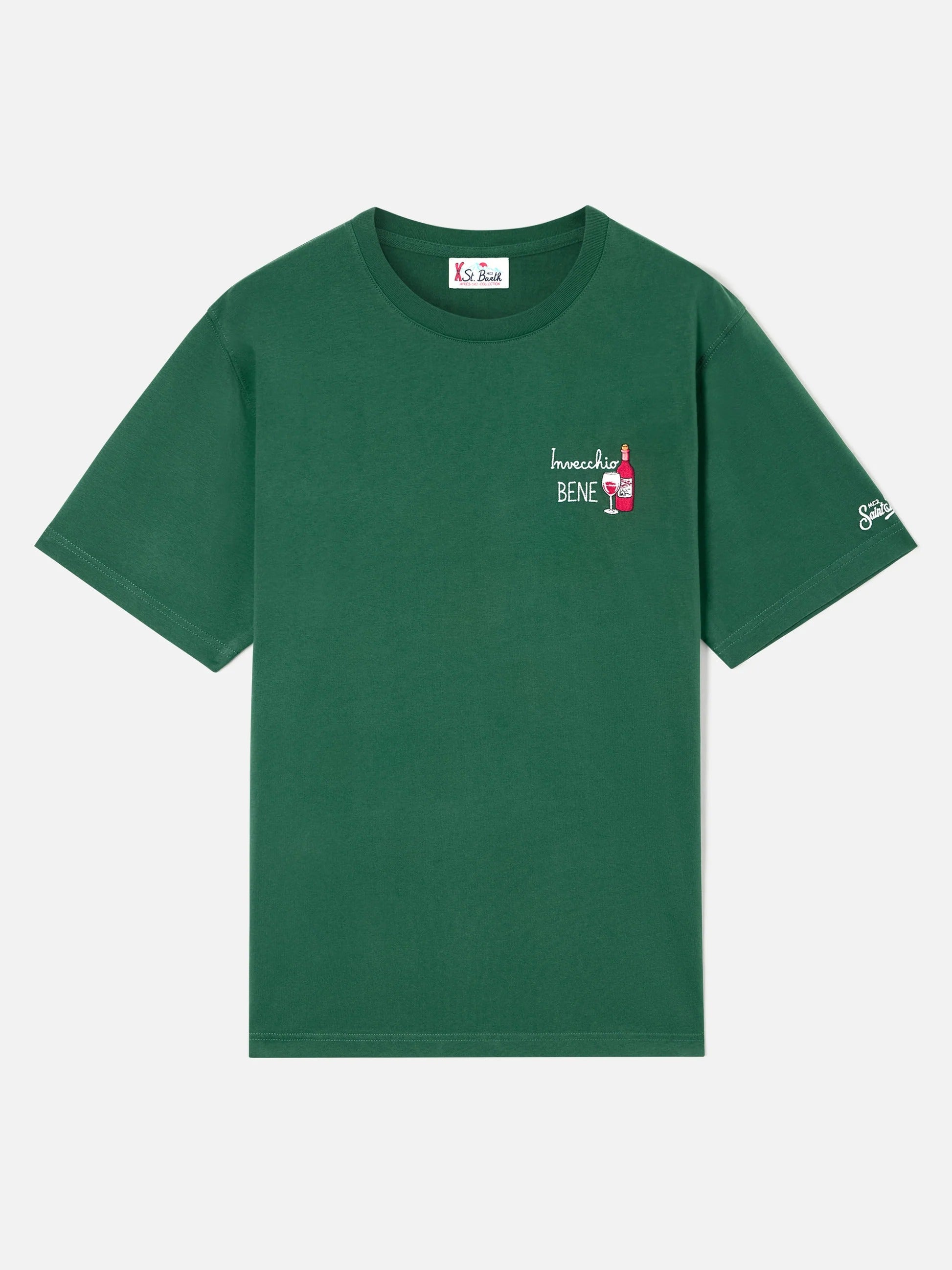 T-shirt Arnott verde in cotone con ricamo Invecchio Bene ARN0001 03582M MC2 SAINT BARTH 