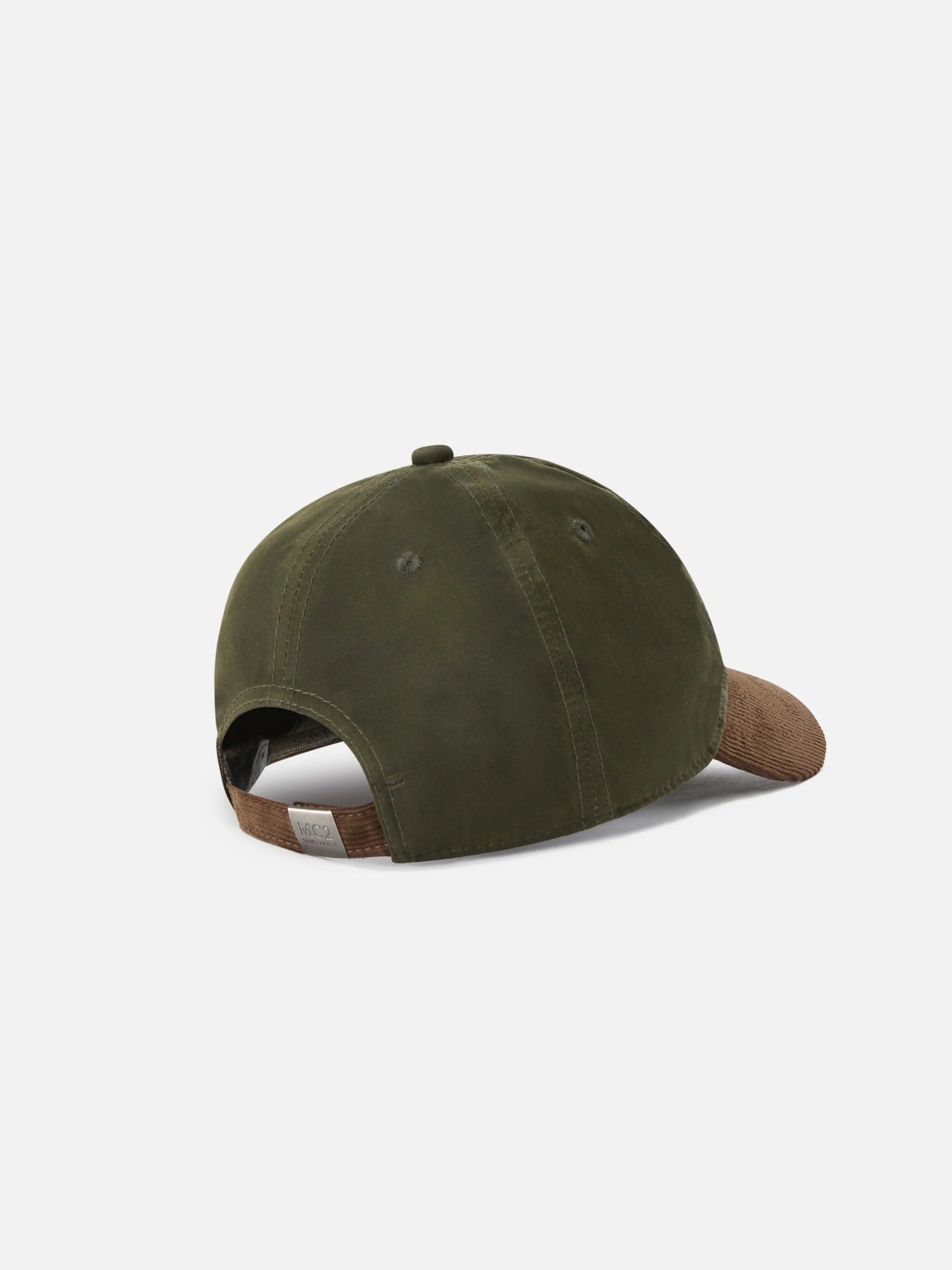 Cappello Baseball verde militare in velluto a coste cerato con ricamo logo BASB0024 00131M MC2 SAINT BARTH 