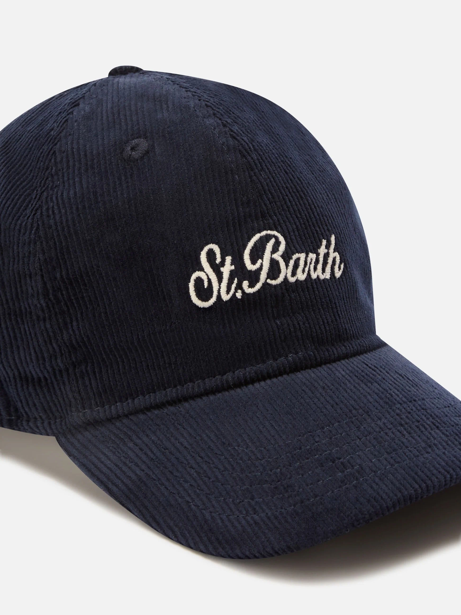Cappello Baseball blu navy in velluto a coste con ricamo logo BASB0025 00191M MC2 SAINT BARTH 