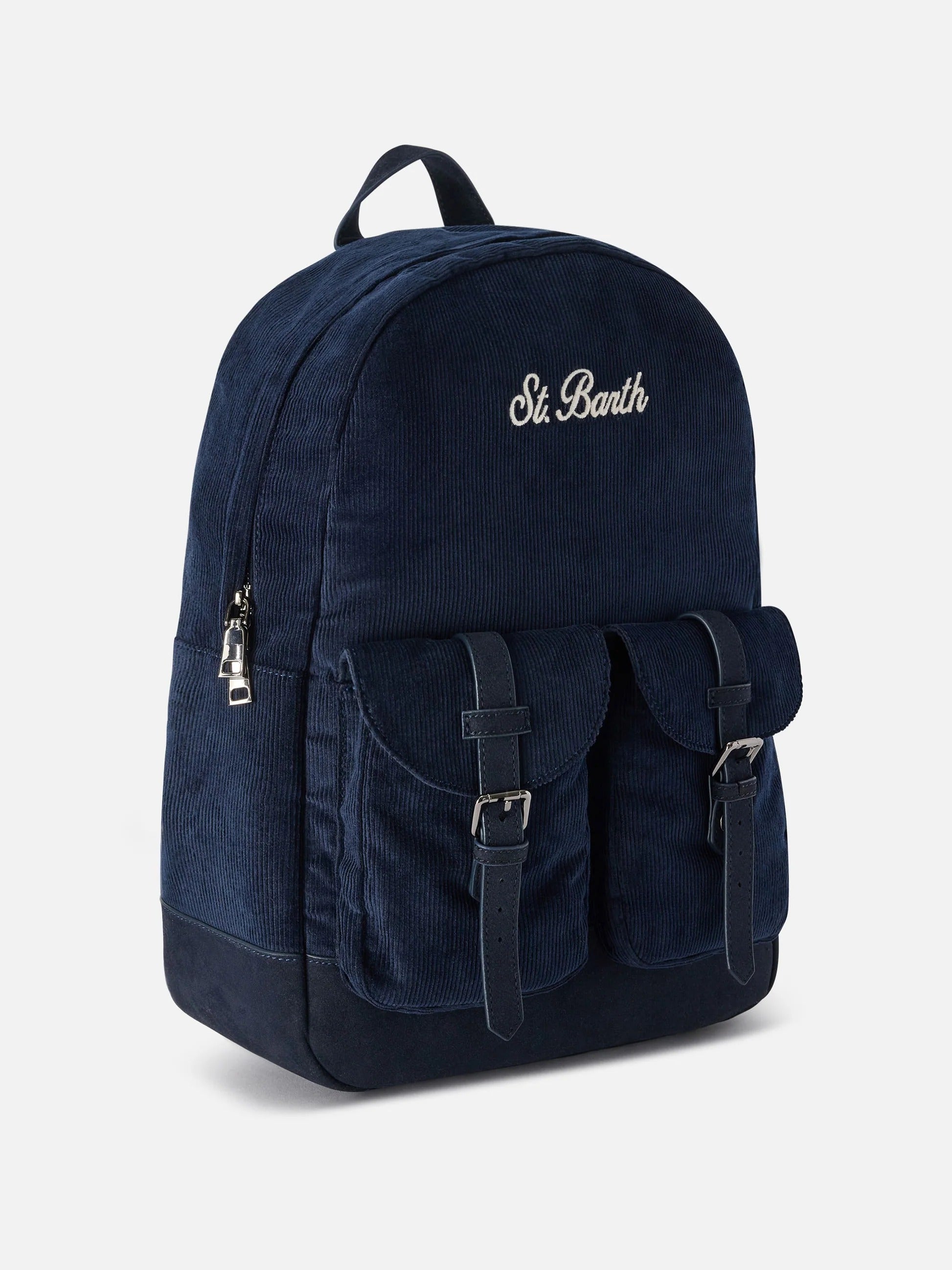 Zaino Cody blu navy in velluto a coste con ricamo logo COD0007 01329M MC2 SAINT BARTH 