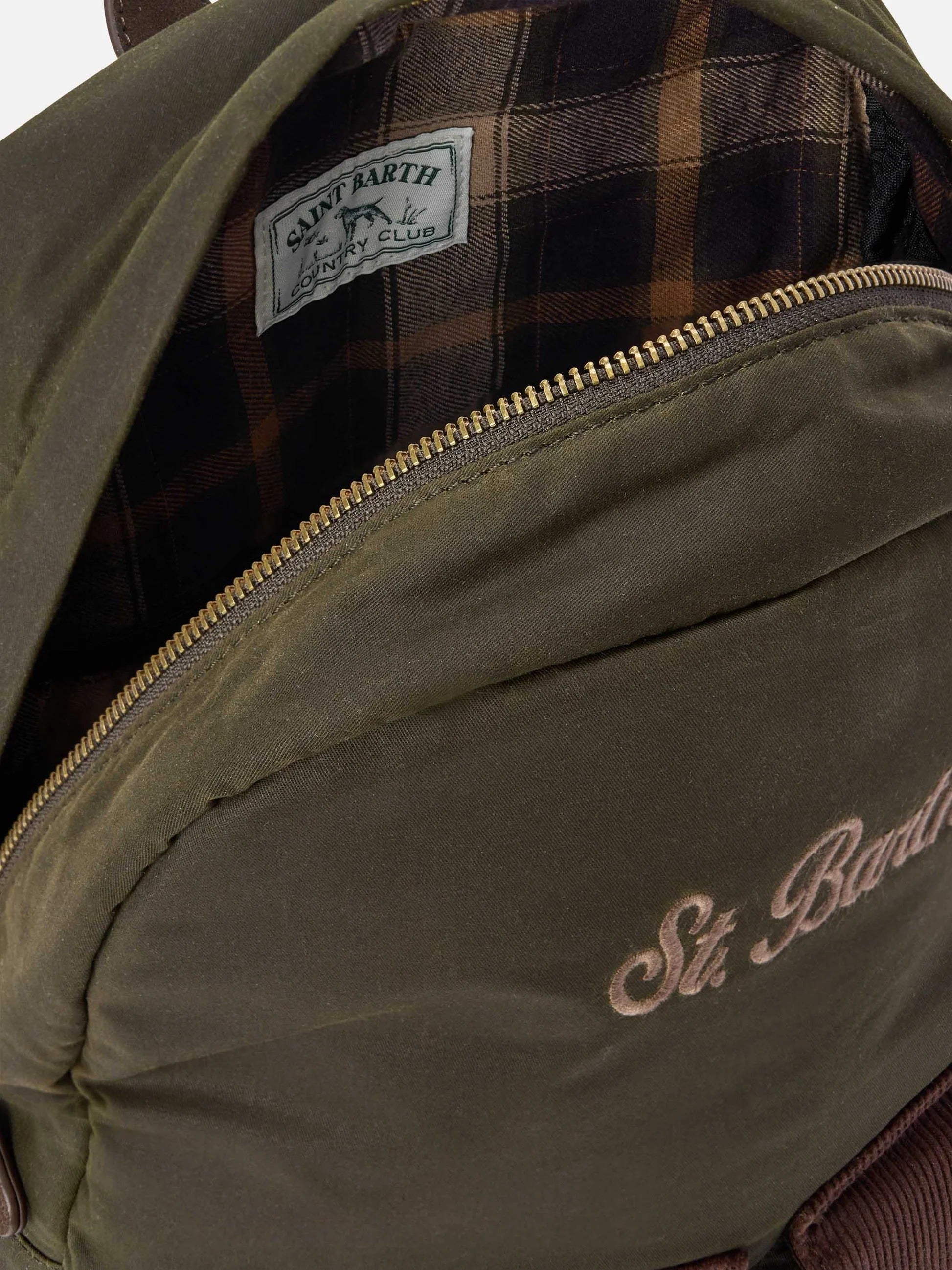 Zaino Cody verde militare in tessuto cerato con ricamo logo COD0012 00131M MC2 SAINT BARTH 