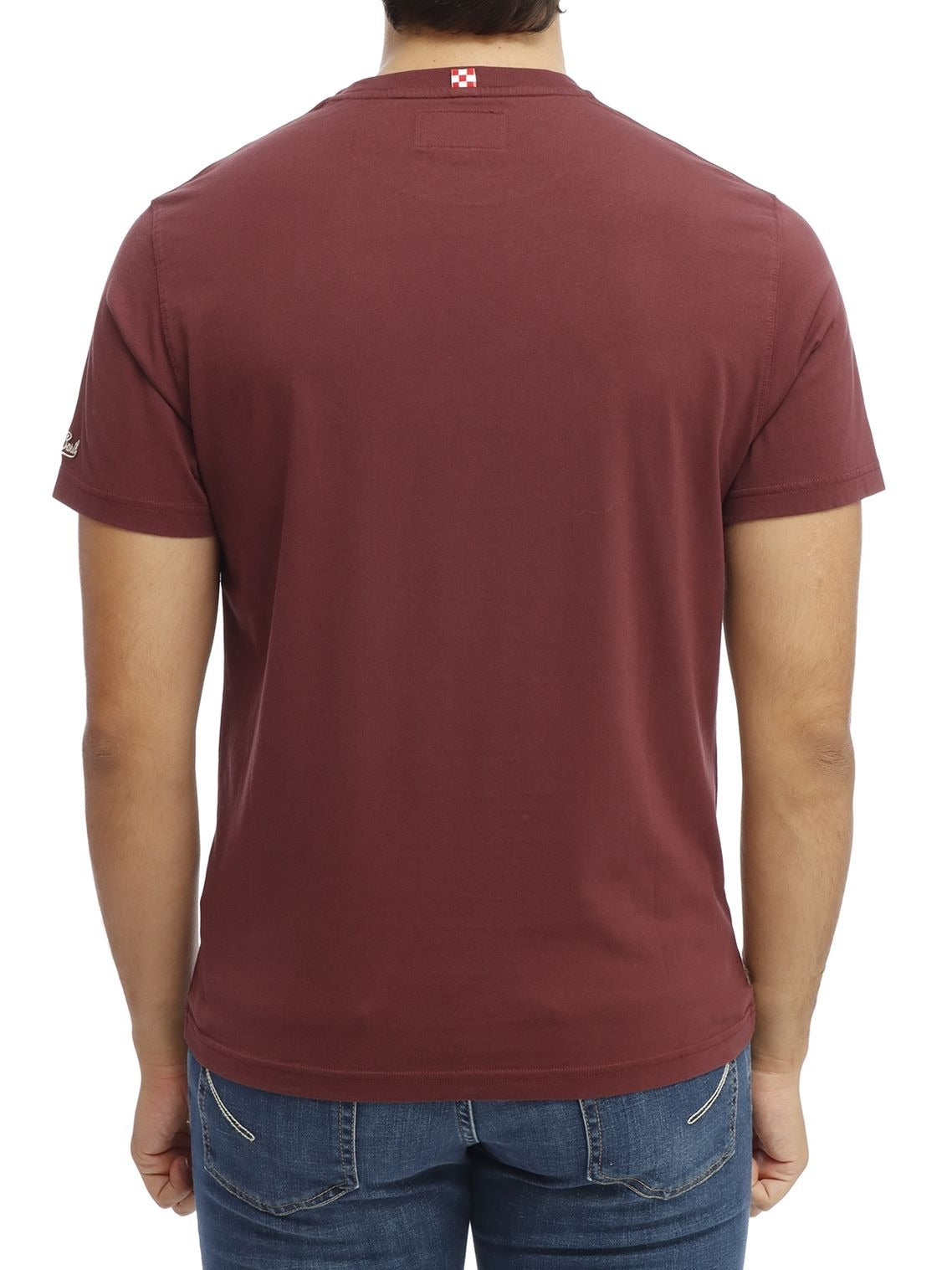 T-shirt Connor bordeaux in cotone organico con stampa orologio e ricamo I am a new man CONR0001 03280M MC2 SAINT BARTH 