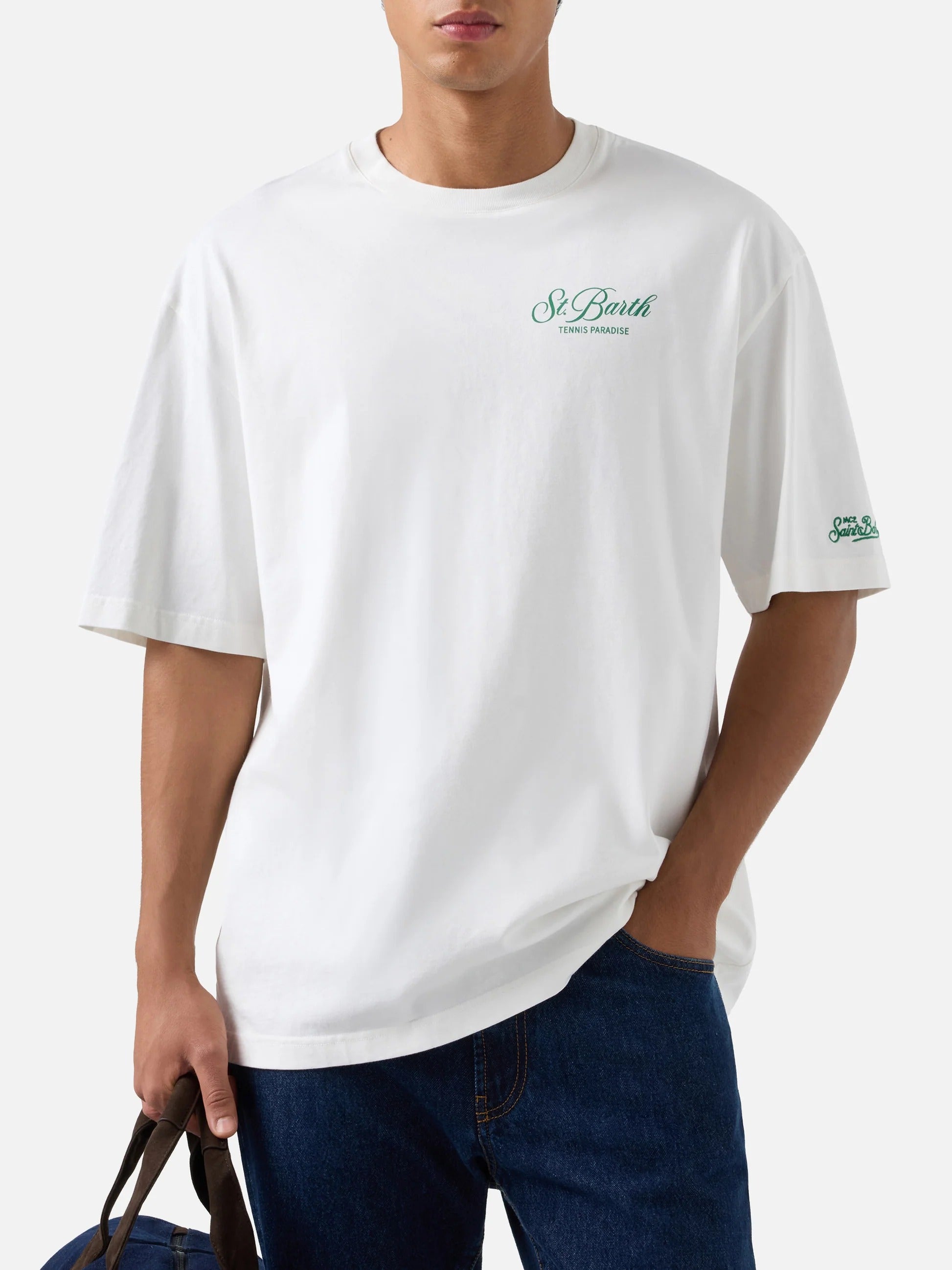 T-shirt Delmar oversize bianca in cotone con stampa Snoopy sul retro | Special edition DLR0001 01648M MC2 SAINT BARTH 